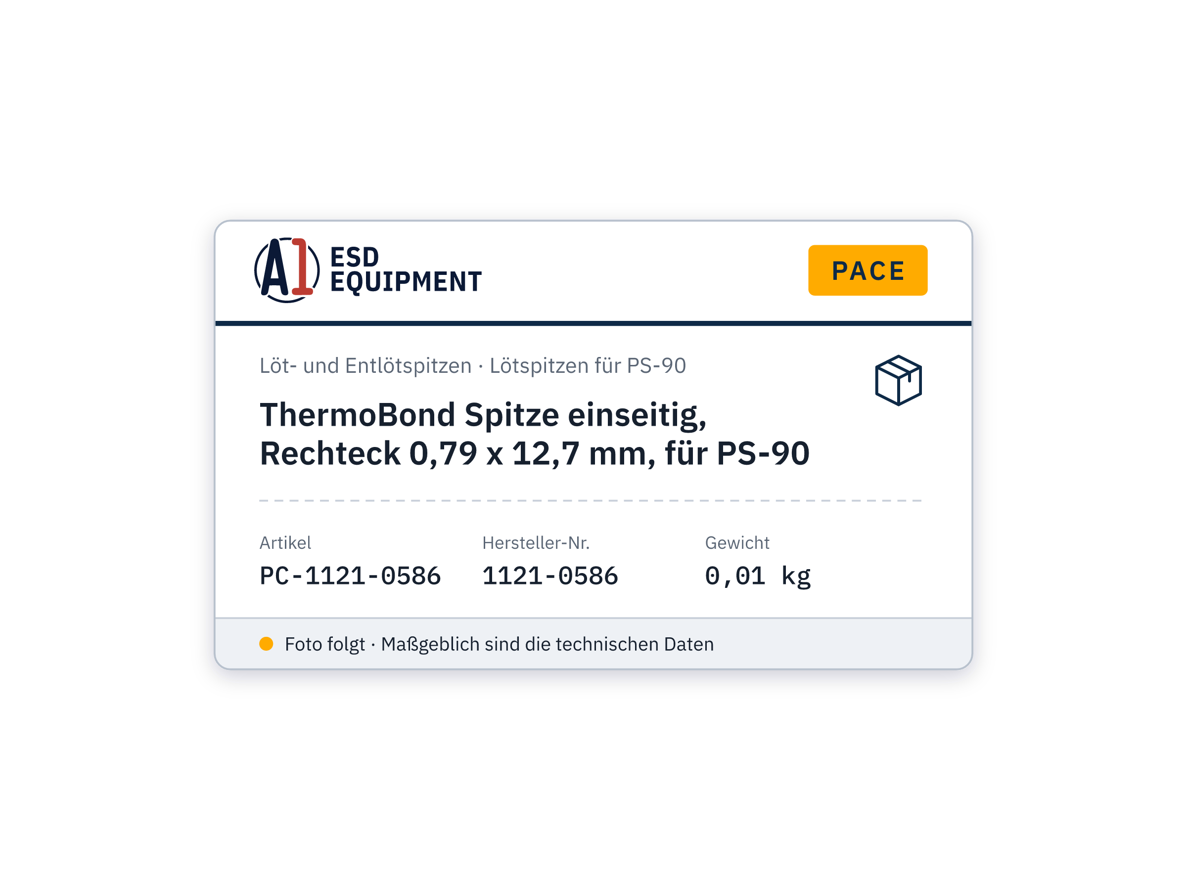 Panne ThermoBond simple face, rectangle 0,79 x 12,7 mm, pour PS-90 - PACE 1121-0586