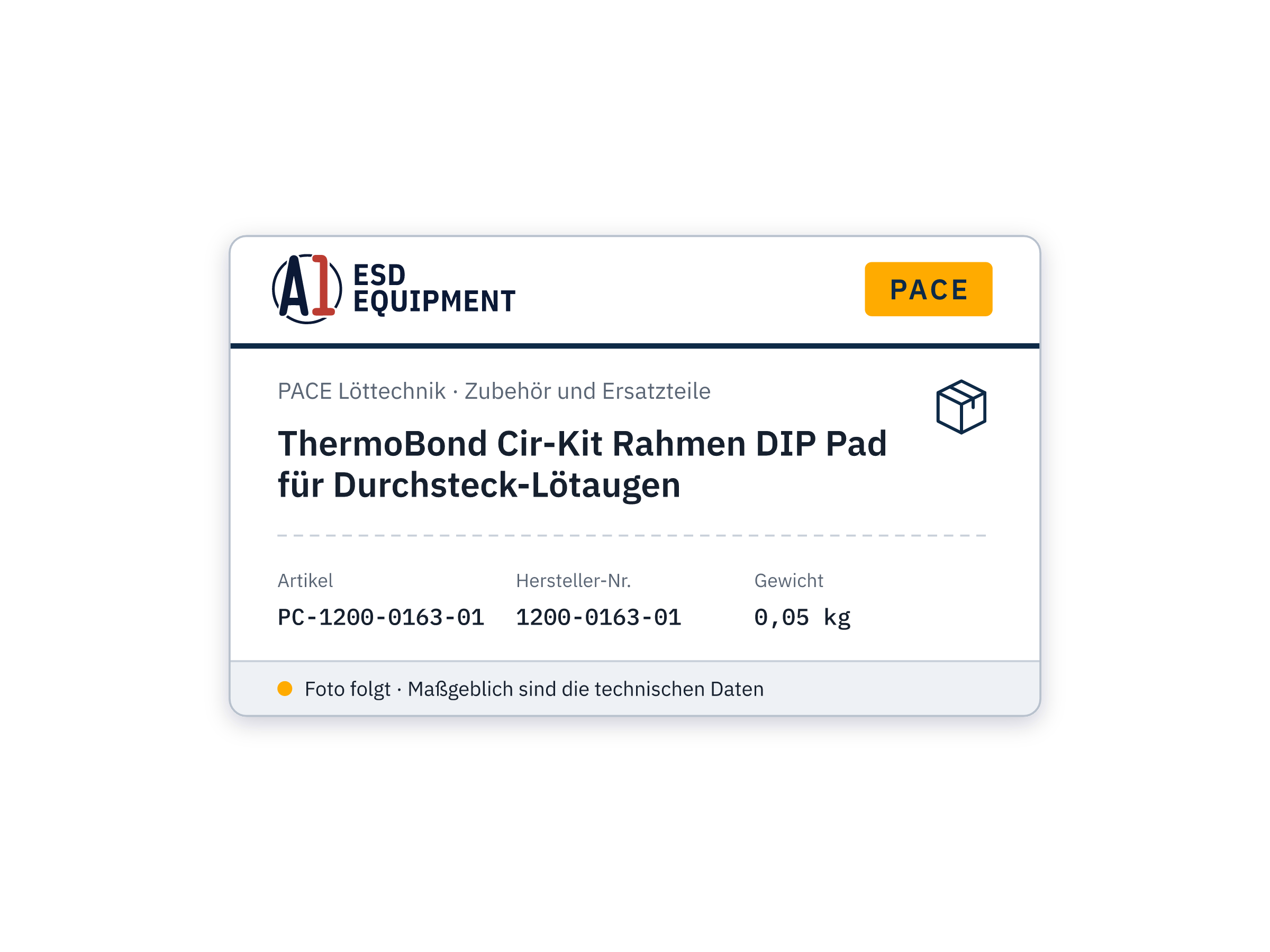 ThermoBond Cir-Kit Frame DIP Pad for Through-Hole Lands - PACE 1200-0163-01