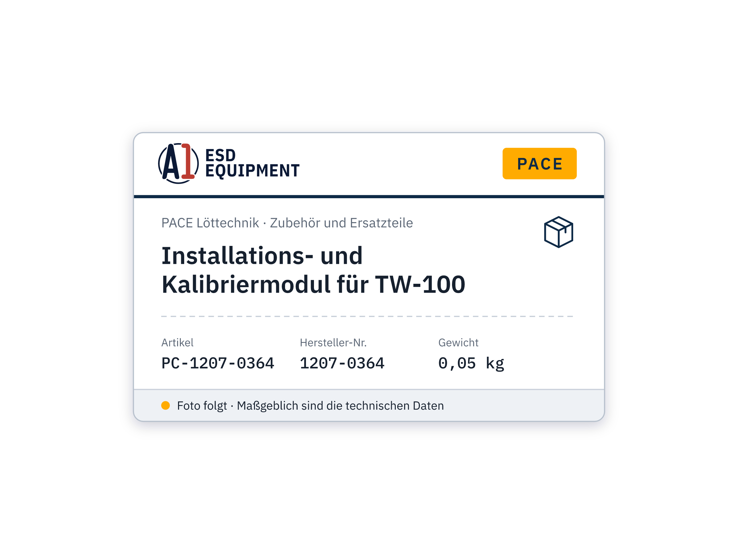 Installation and Calibration Module for TW-100 - PACE 1207-0364