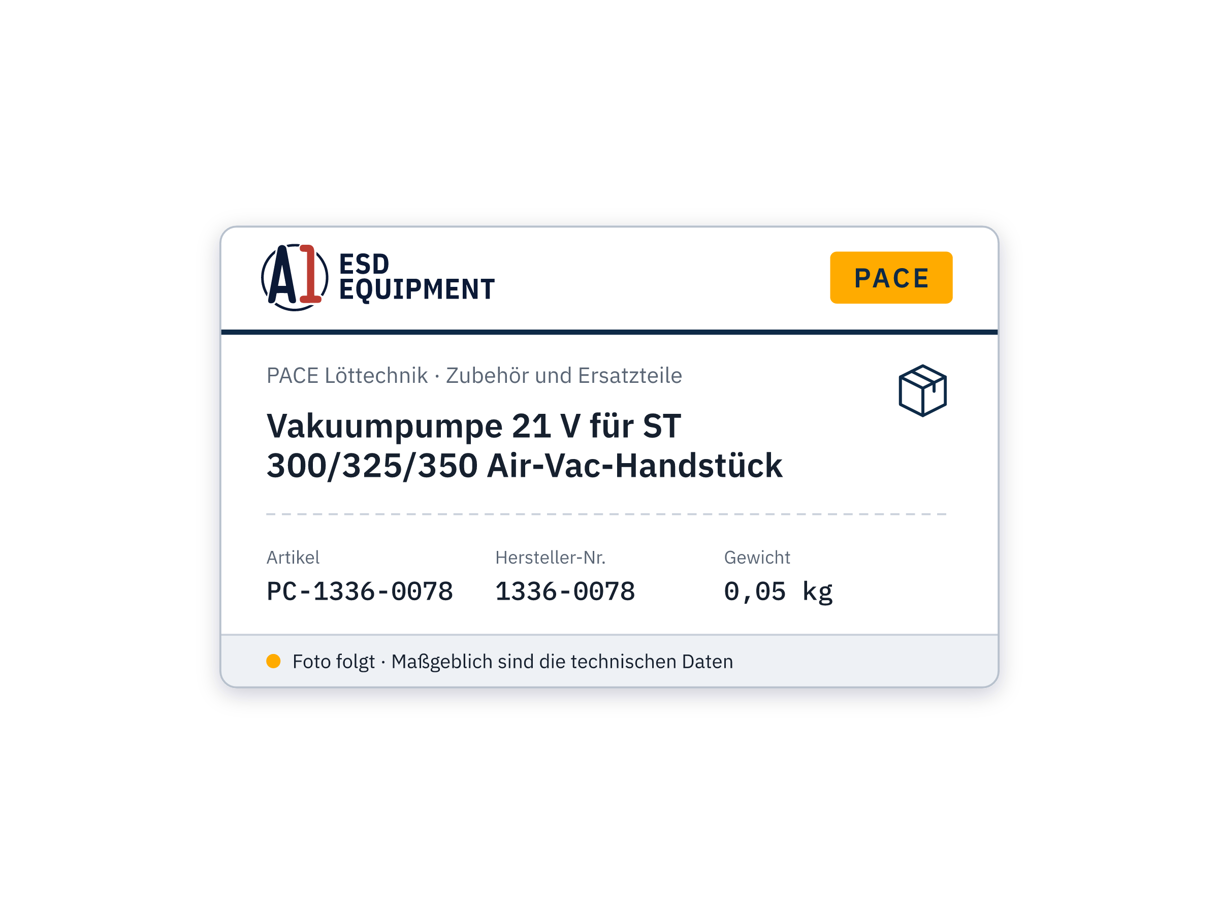 Vakuumpumpe 21 V für ST 300/325/350 Air-Vac-Handstück - PACE 1336-0078