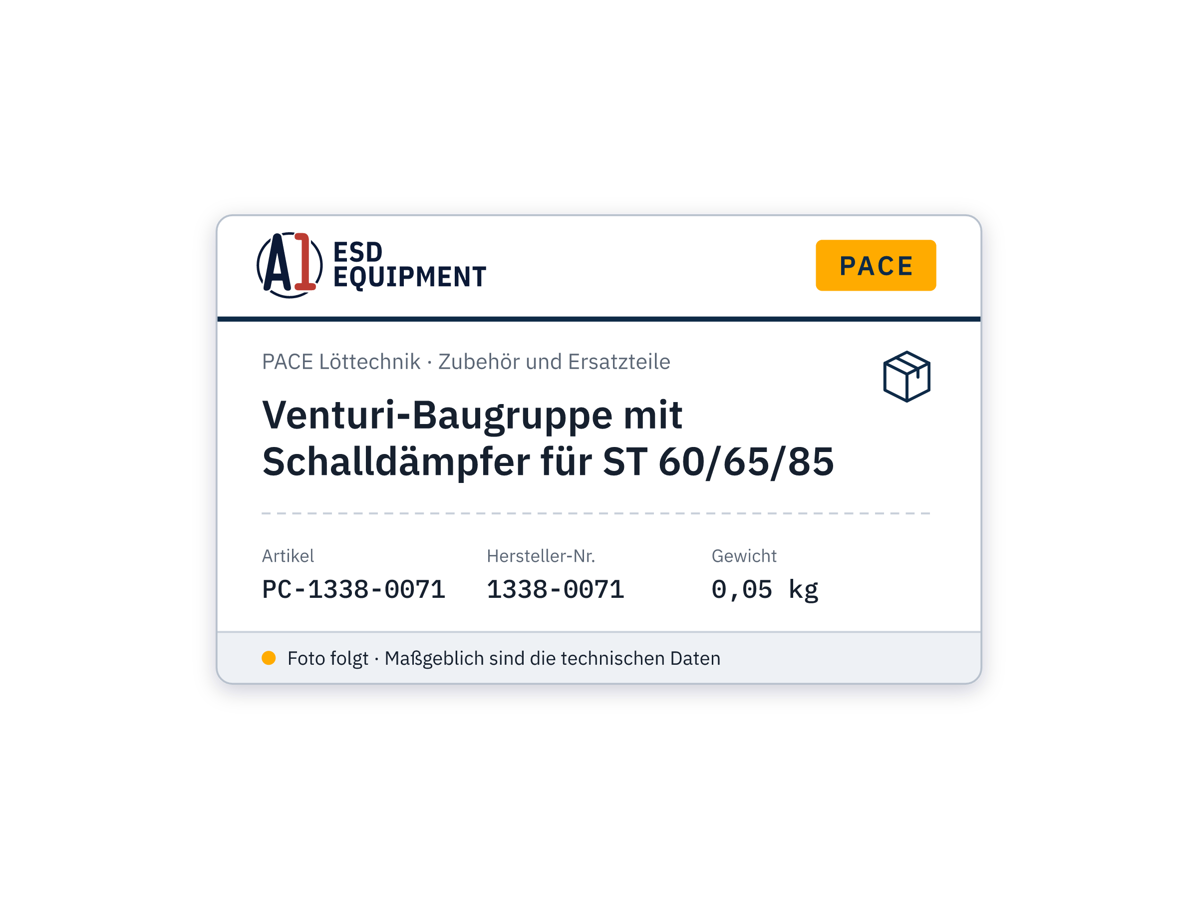 Ensemble venturi avec silencieux pour ST 60/65/85 - PACE 1338-0071