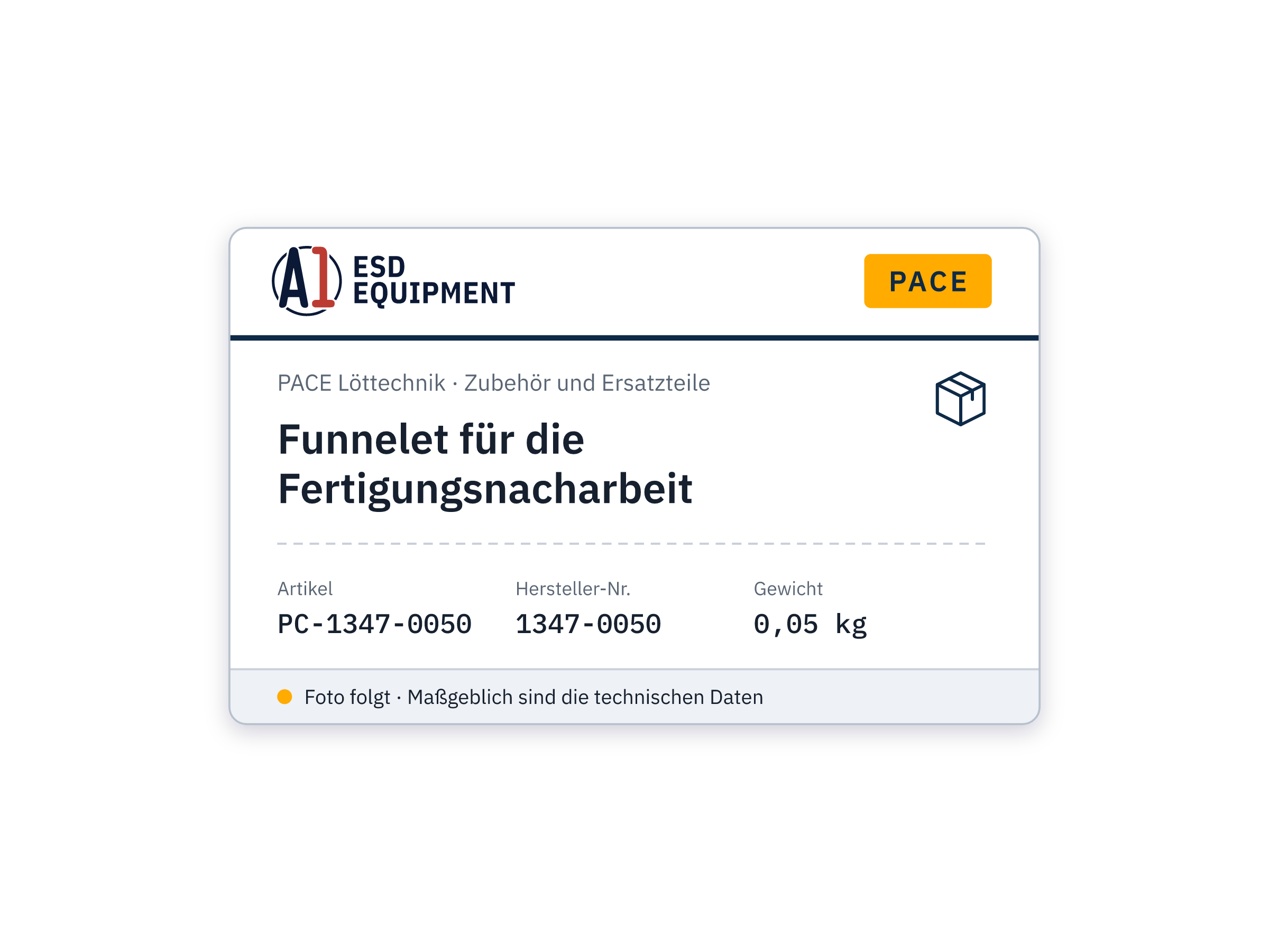 Funnelet for Production Rework - PACE 1347-0050