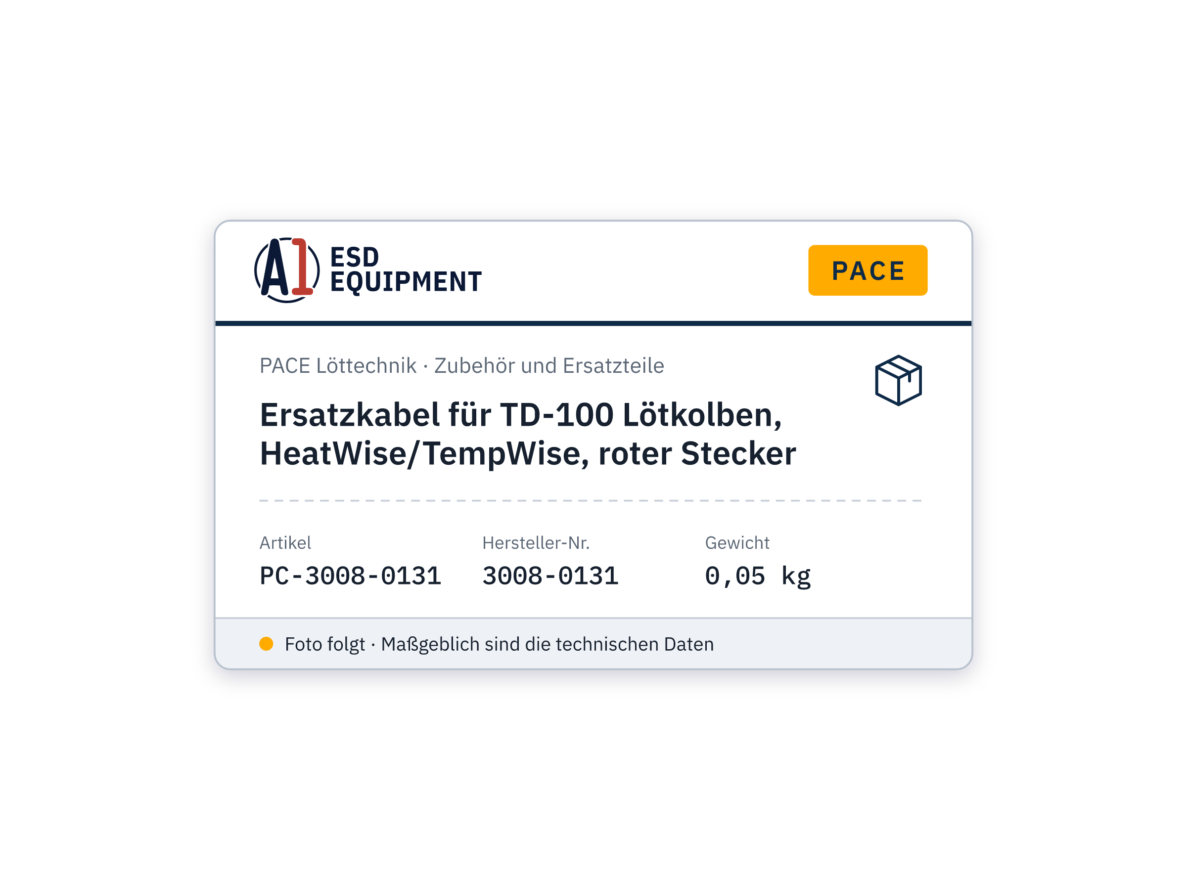 Ersatzkabel für TD-100 Lötkolben, HeatWise/TempWise, roter Stecker - PACE 3008-0131