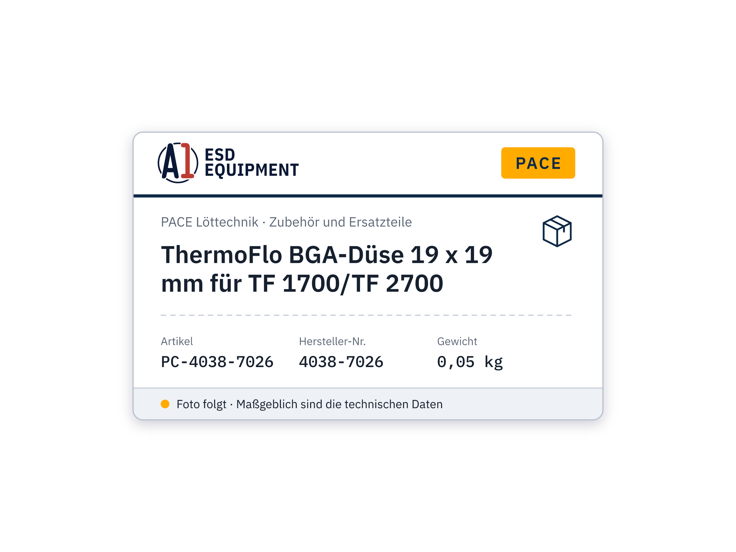 ThermoFlo BGA-Düse 19 x 19 mm für TF 1700/TF 2700 - PACE 4038-7026