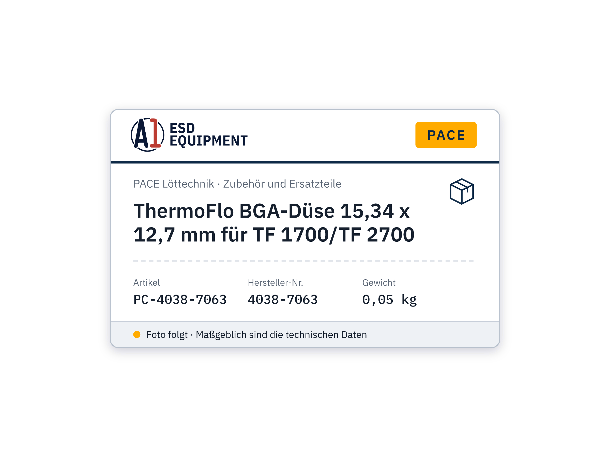 ThermoFlo BGA-Düse 15,34 x 12,7 mm für TF 1700/TF 2700 - PACE 4038-7063