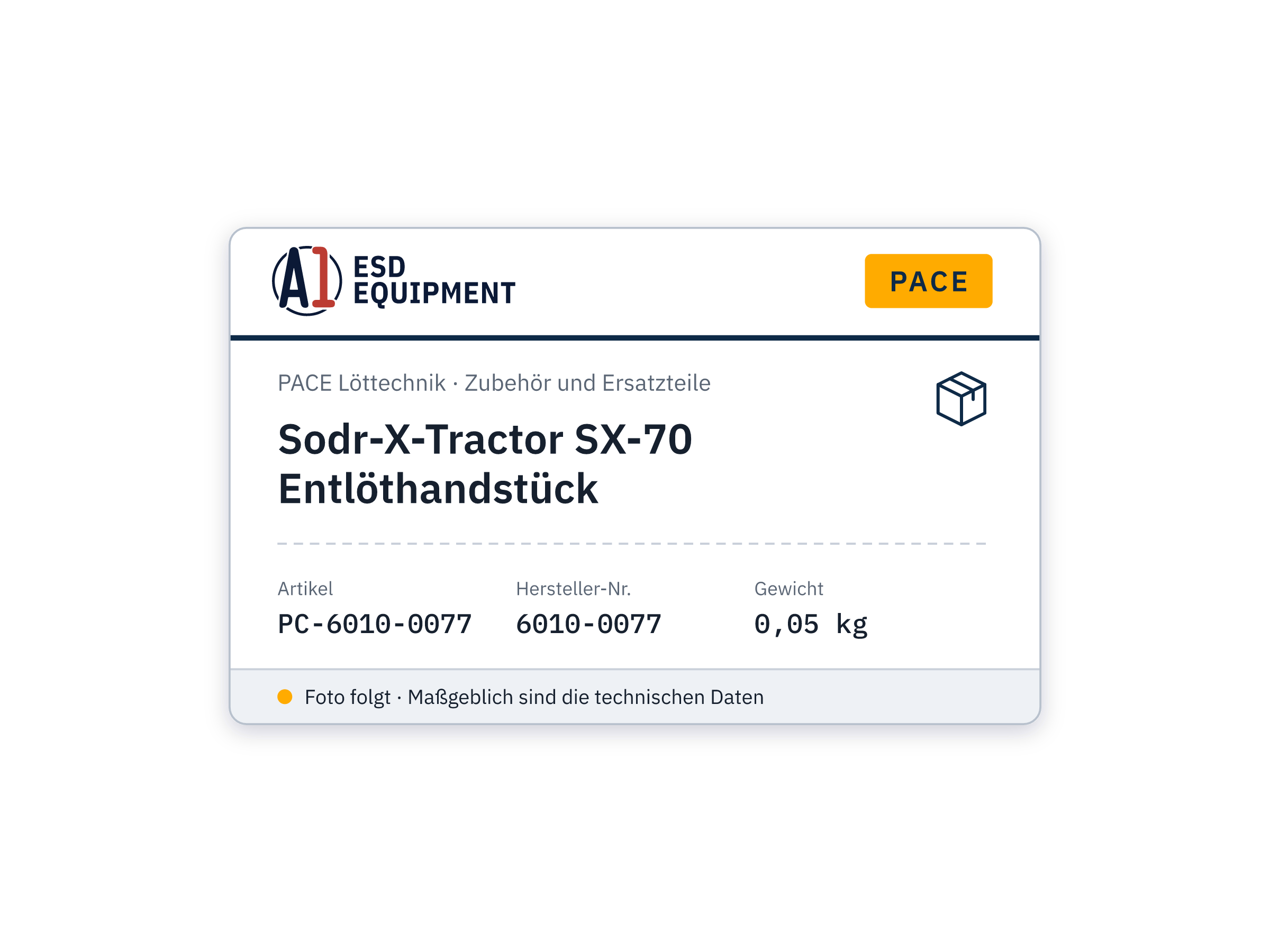 Sodr-X-Tractor SX-70 Desoldering Handpiece - PACE 6010-0077