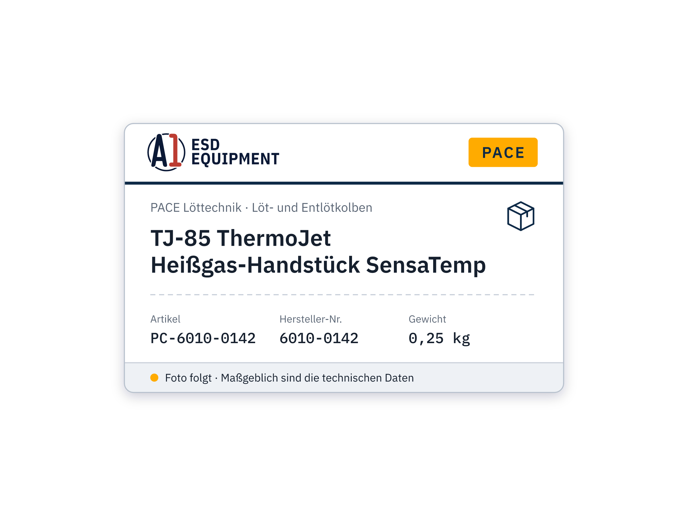 TJ-85 ThermoJet Hot Gas Handpiece SensaTemp - PACE 6010-0142