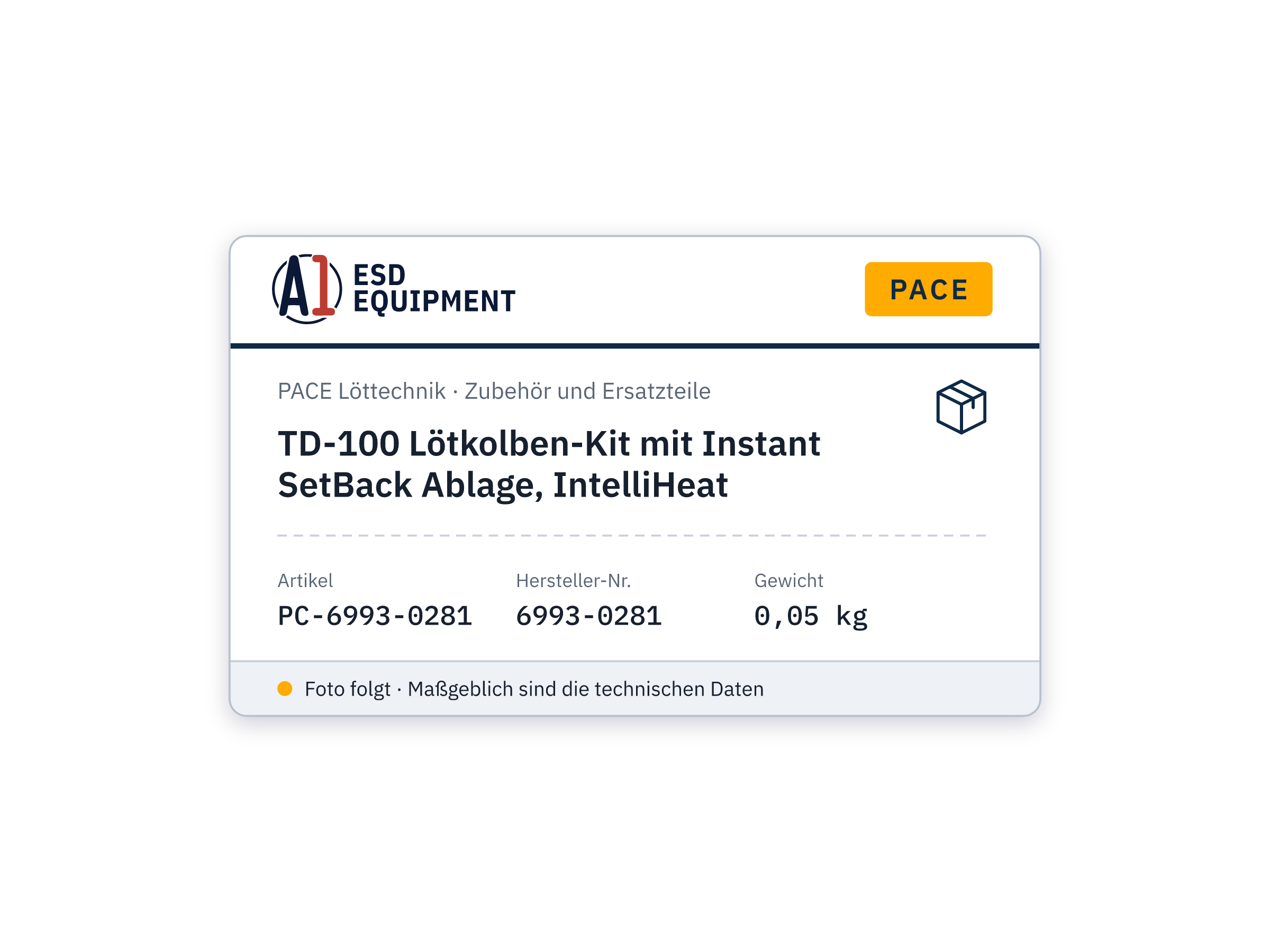 TD-100 Lötkolben-Kit mit Instant SetBack Ablage, IntelliHeat - PACE 6993-0281