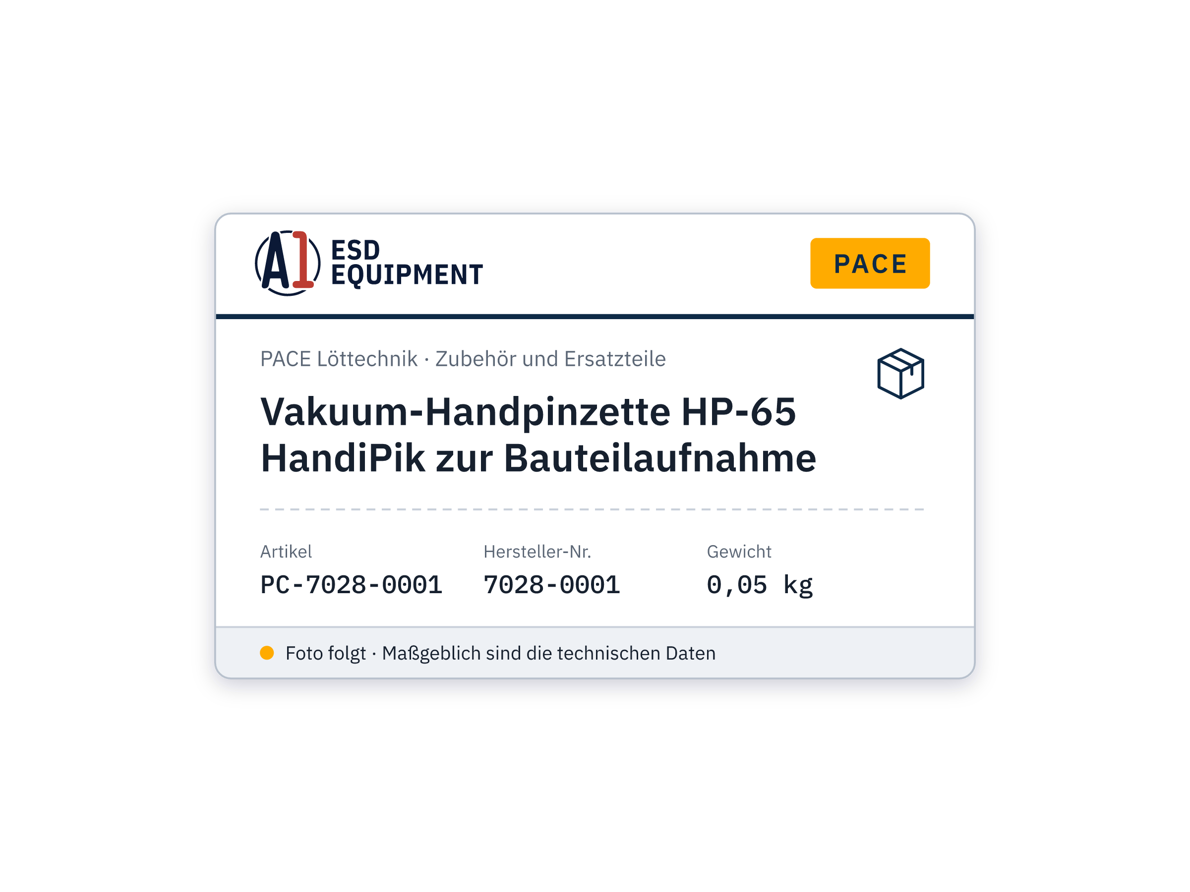 HP-65 HandiPik Hand Vacuum Tweezers for Component Handling - PACE 7028-0001