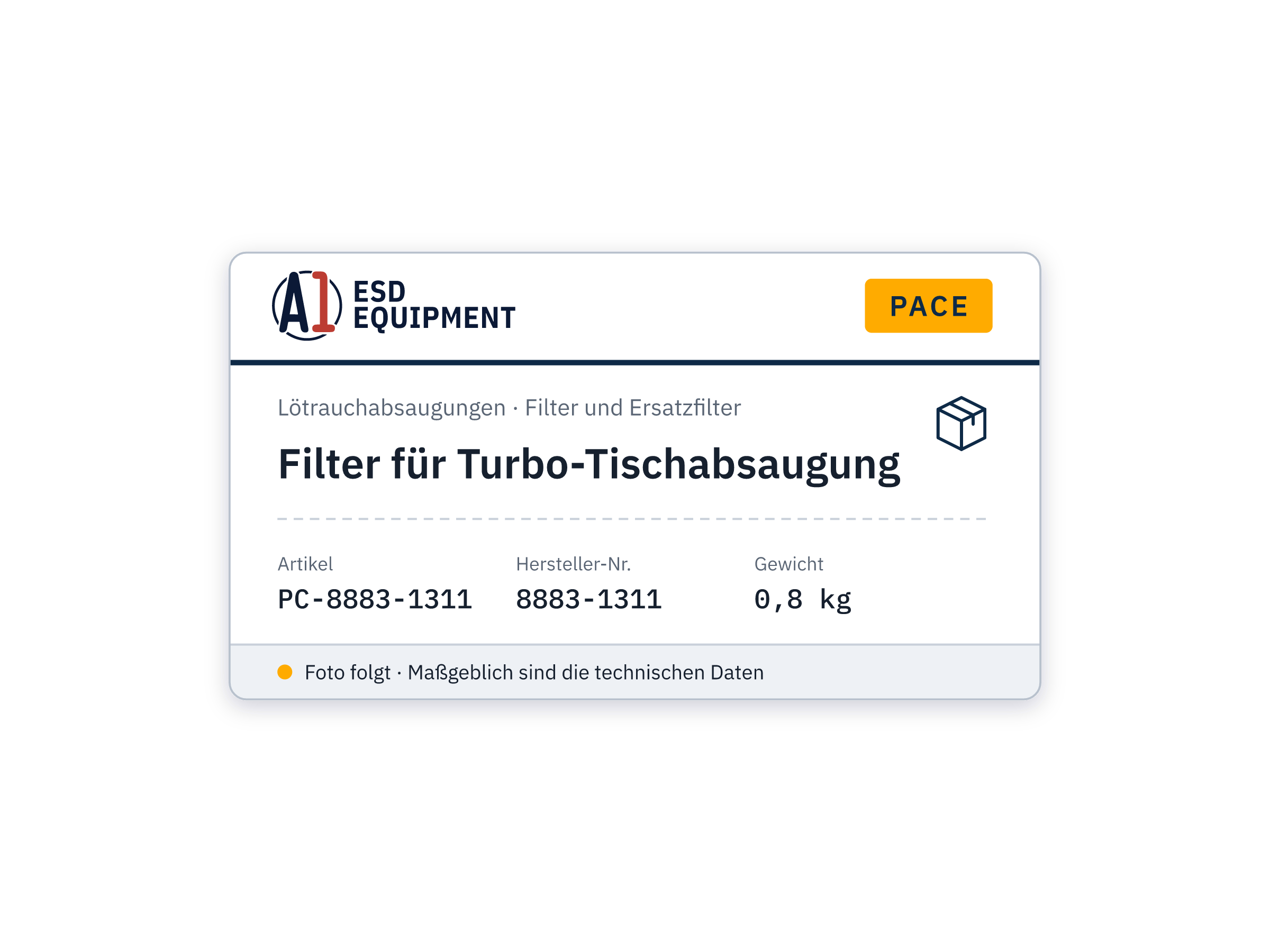 Filtre pour aspirateur de table Turbo - PACE 8883-1311