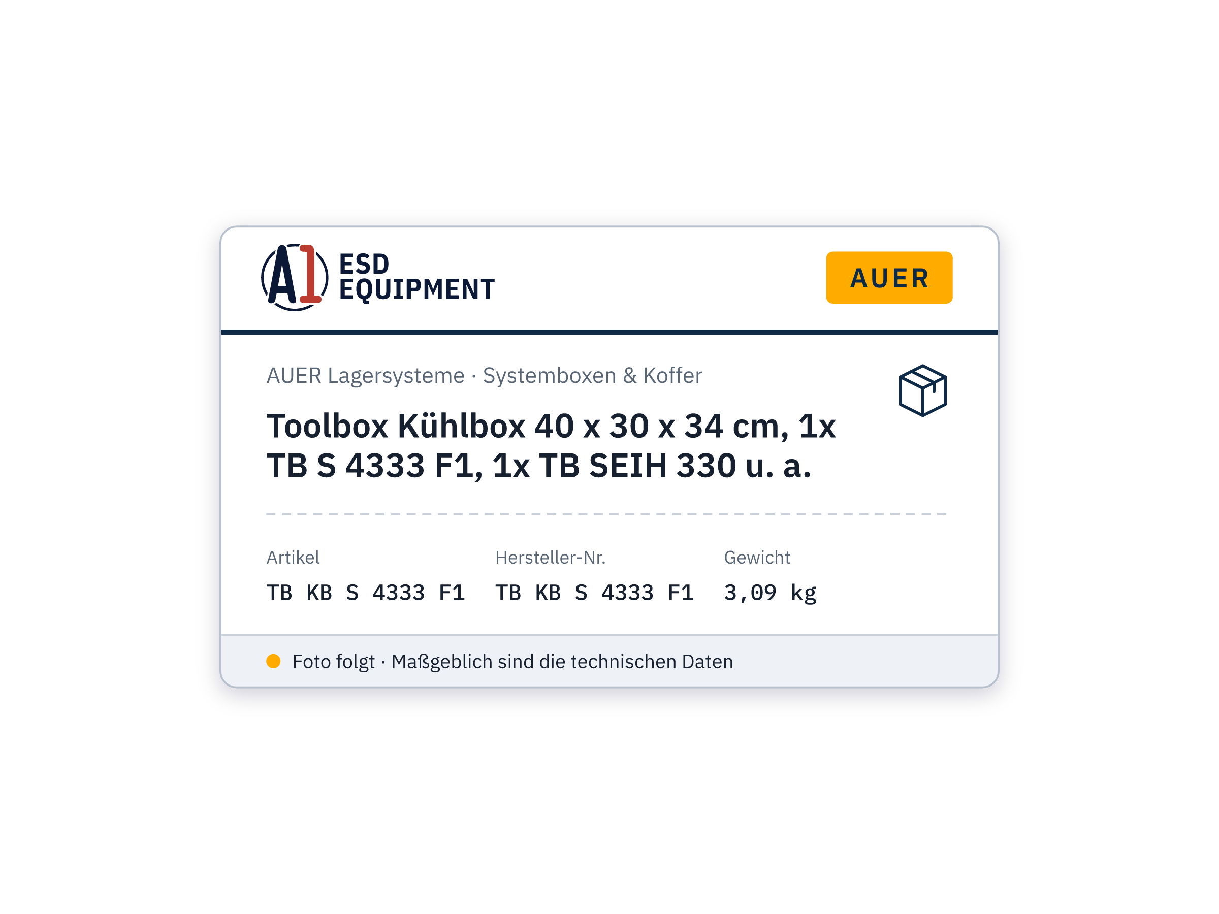 Toolbox Kühlbox 40 x 30 x 34 cm, 1x TB S 4333 F1, 1x TB SEIH 330 u. a. - Auer TB KB S 4333 F1