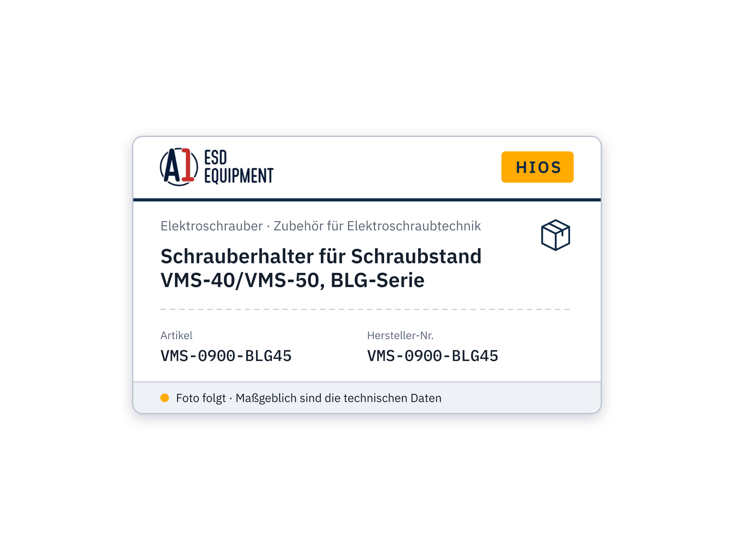 Support de visseuse pour statif VMS-40/VMS-50, série BLG - HIOS VMS-0900-BLG45