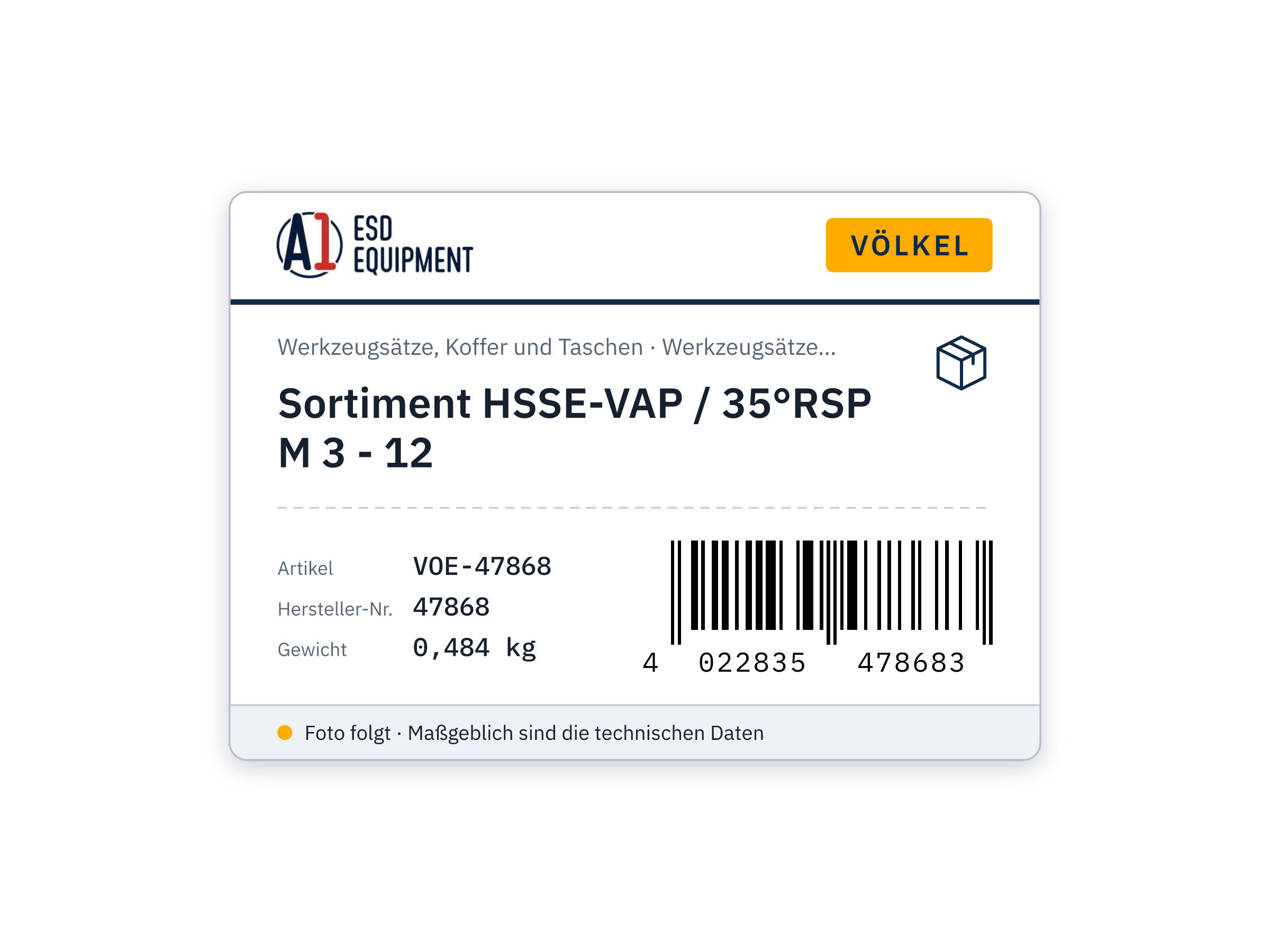 Sortiment HSSE-VAP / 35°RSP M 3 - 12 - Völkel 47868