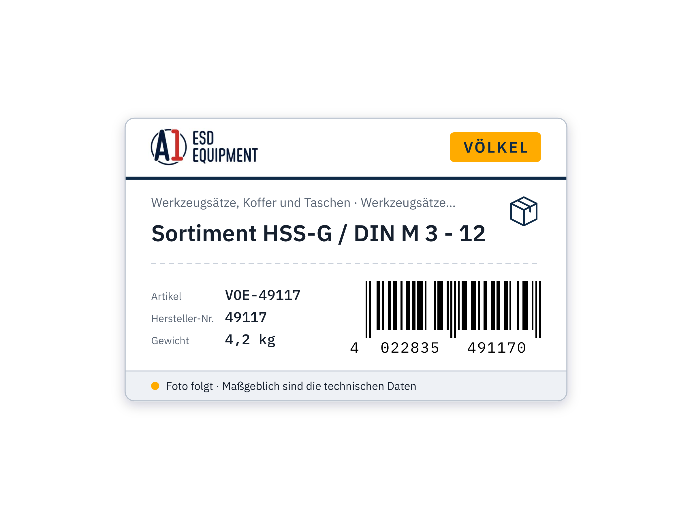 Sortiment HSS-G / DIN M 3 - 12 - Völkel 49117