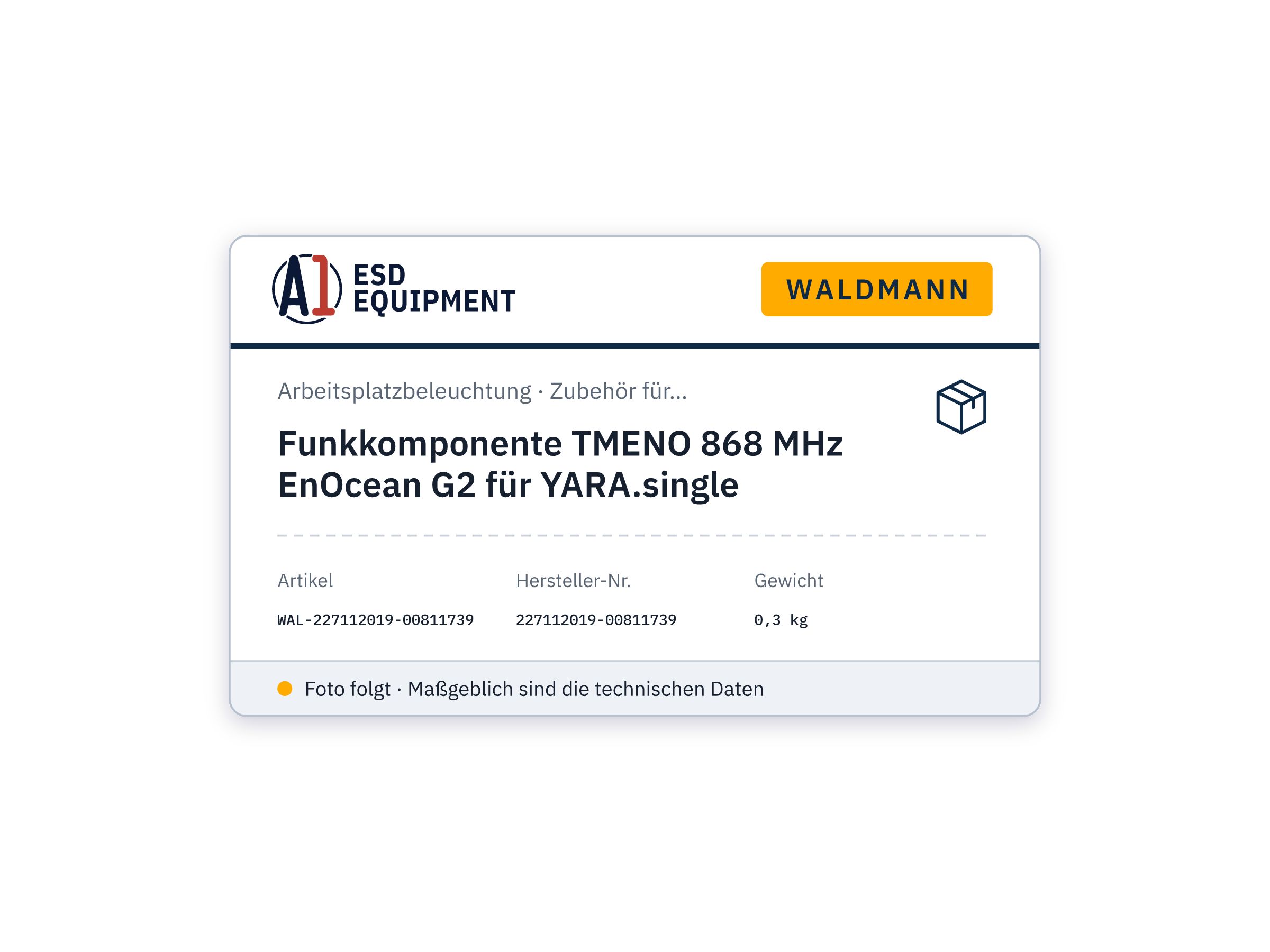 Wireless component TMENO 868 MHz EnOcean G2 for YARA.single - Waldmann 227112019-00811739