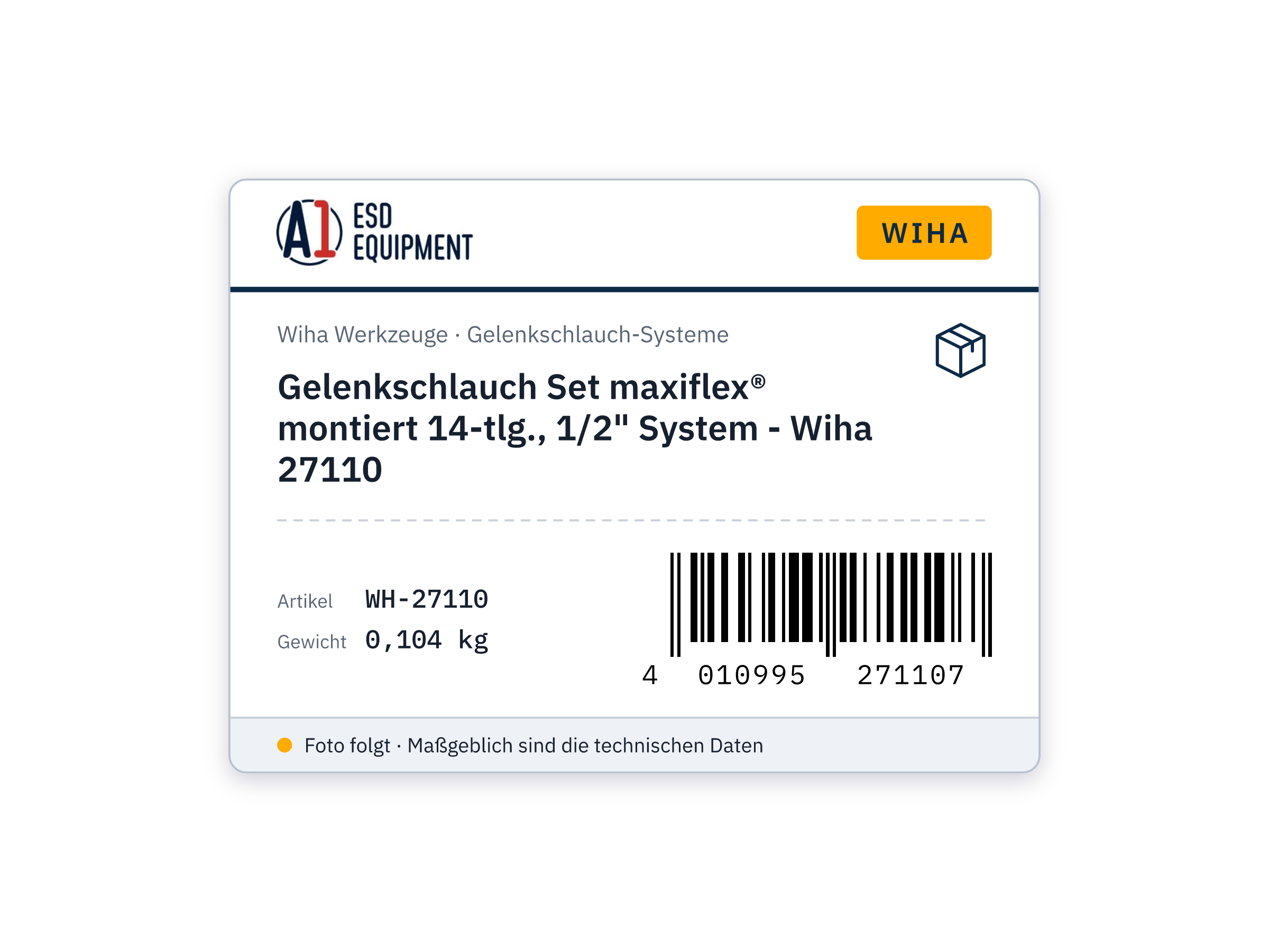 Gelenkschlauch Set maxiflex® montiert 14-tlg., 1/2" System - Wiha 27110