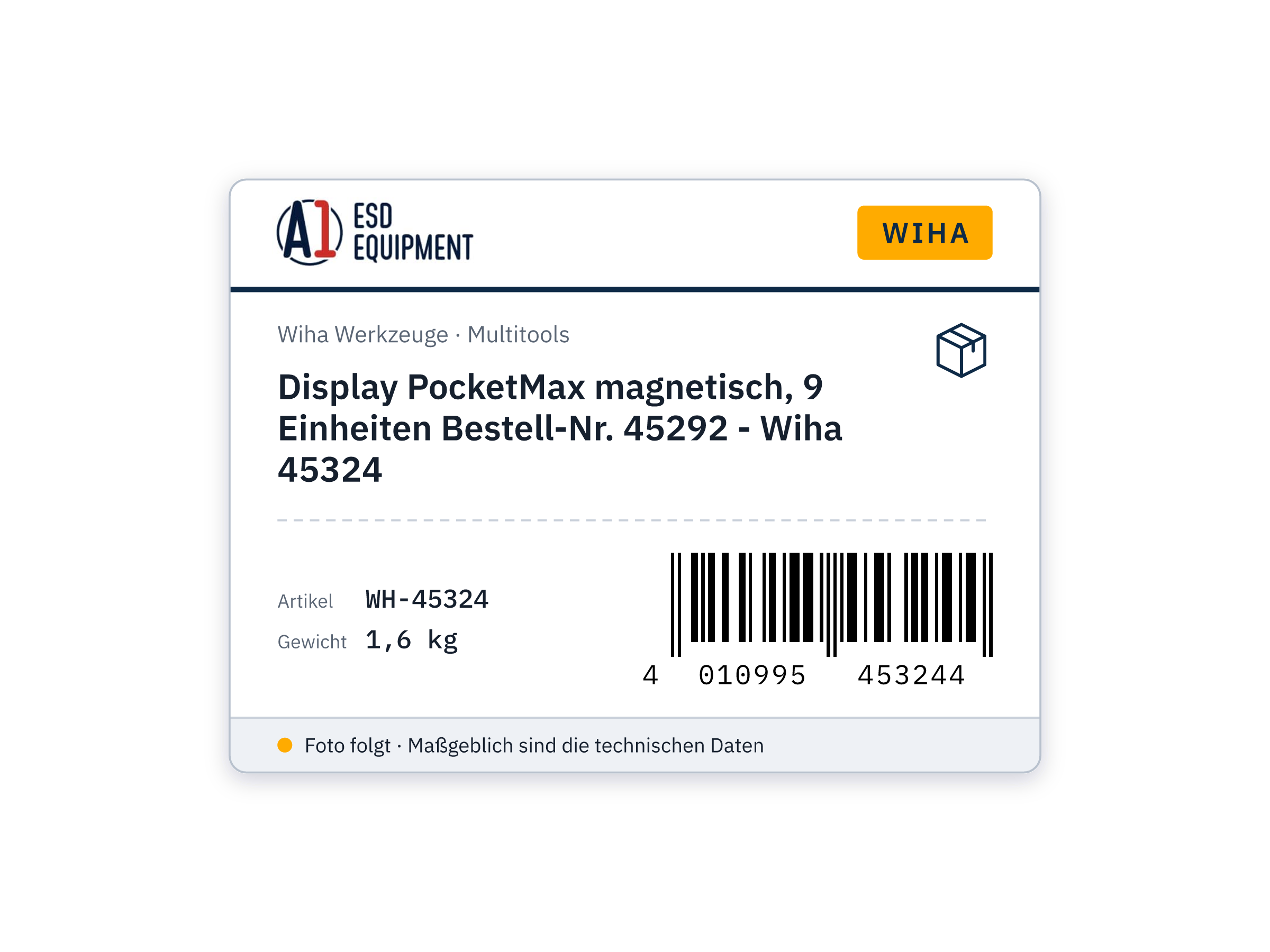 Display PocketMax magnetisch, 9 Einheiten Bestell-Nr. 45292 - Wiha 45324