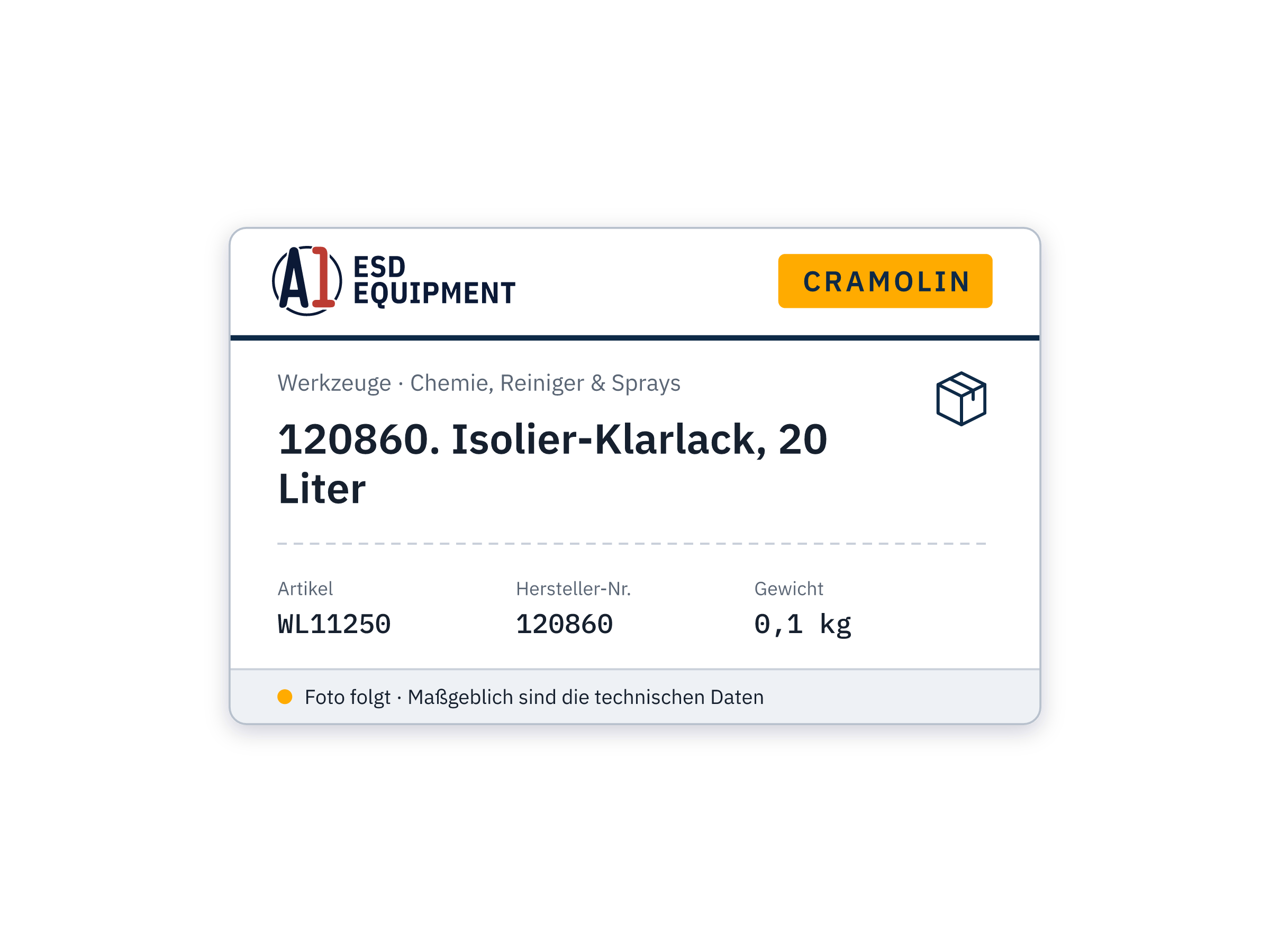 Cramolin 120860. Isolier-Klarlack, 20 Liter