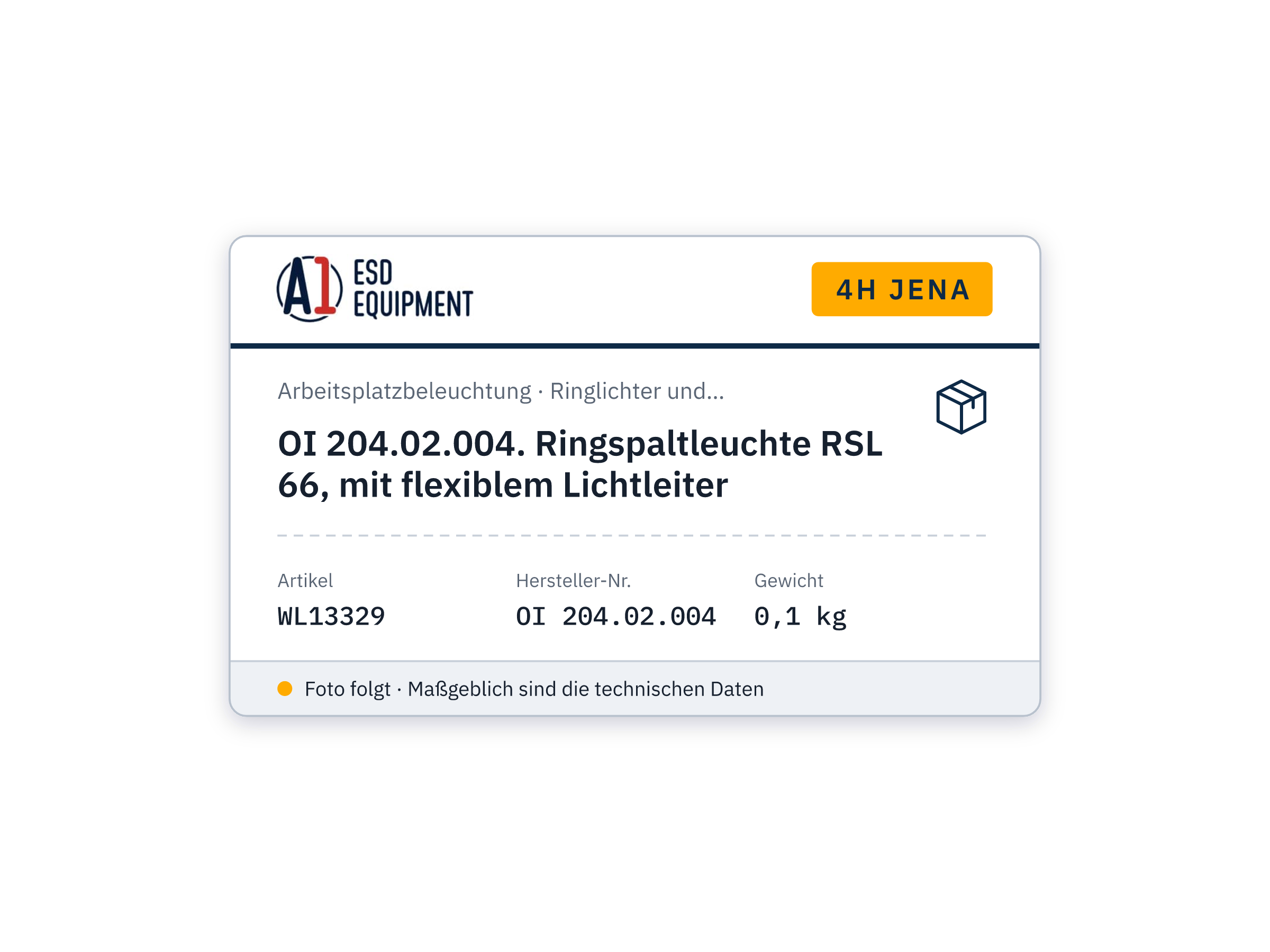 4H Jena OI 204.02.004. Ringspaltleuchte RSL 66, mit flexiblem Lichtleiter
