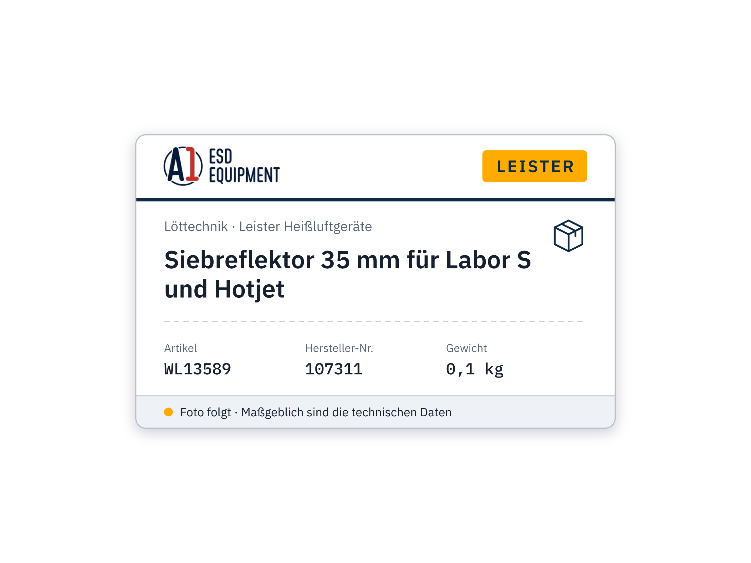 Sieve reflector 35 mm for Labor S and Hotjet - Leister 107311