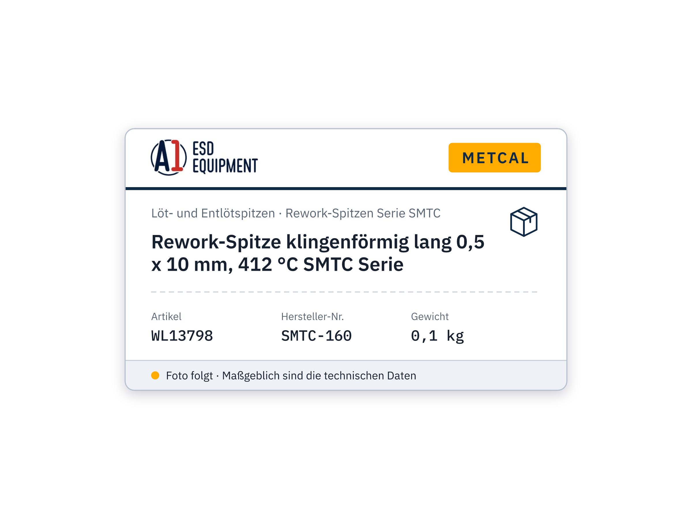 Rework tip blade-shaped long 0.5 x 10 mm, 412 °C SMTC series - Metcal SMTC-160