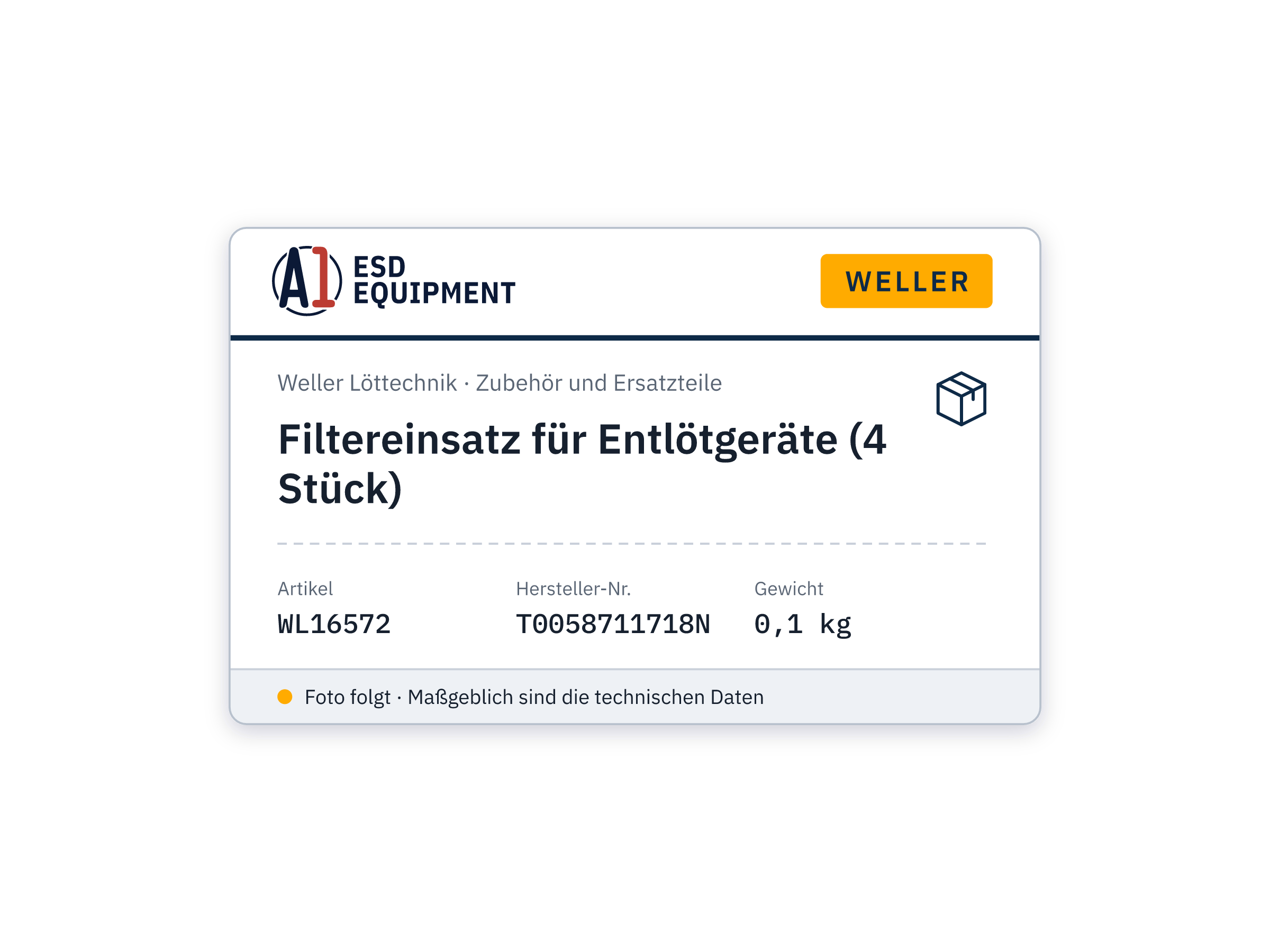 Cartouche filtrante pour appareils à dessouder (lot de 4) - Weller T0058711718N