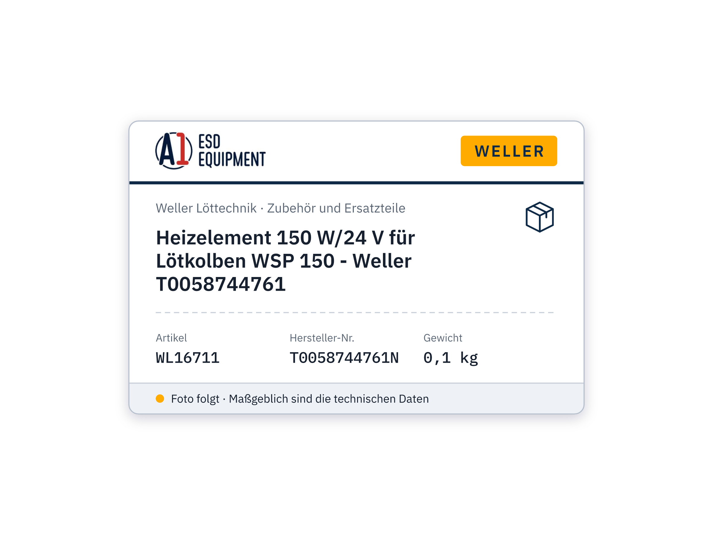 Élément chauffant 150 W/24 V pour fer WSP 150 - Weller T0058744761