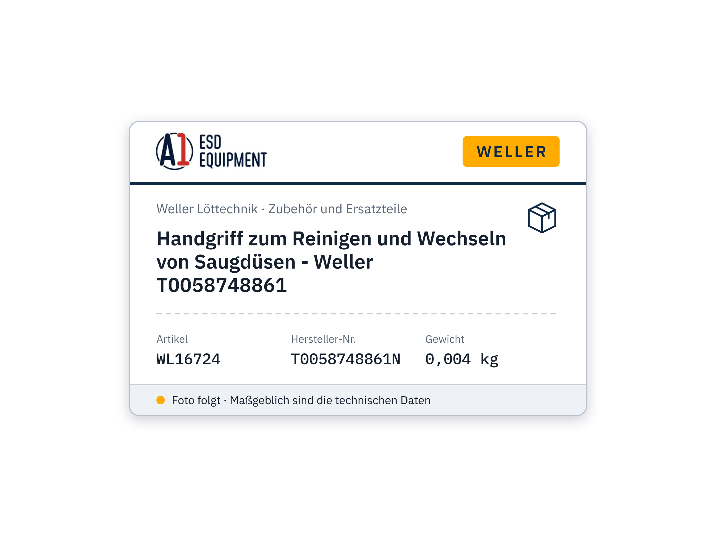 Poignée pour nettoyer et changer les buses d'aspiration - Weller T0058748861