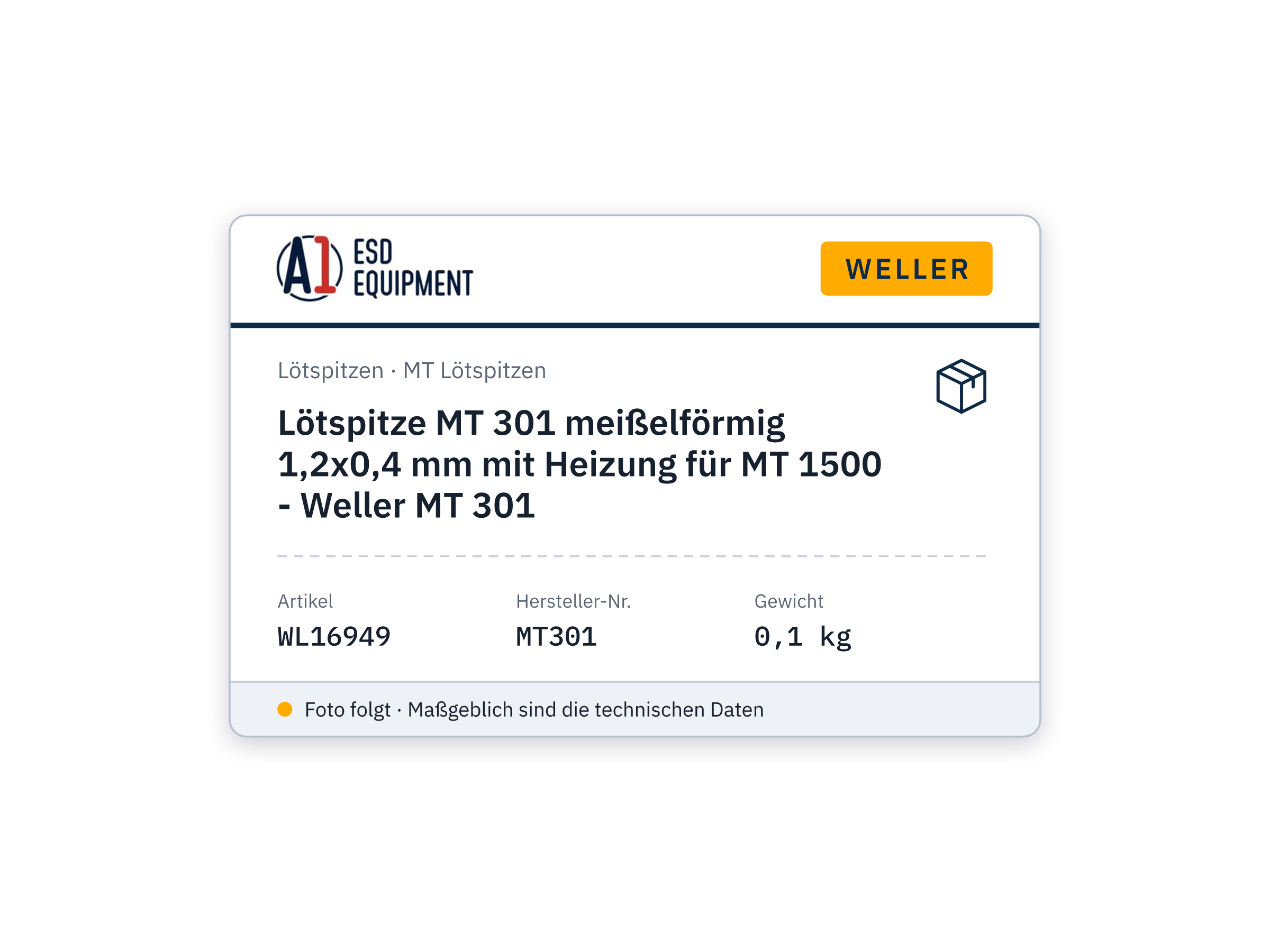 Lötspitze MT 301 meißelförmig 1,2x0,4 mm mit Heizung für MT 1500 - Weller MT 301