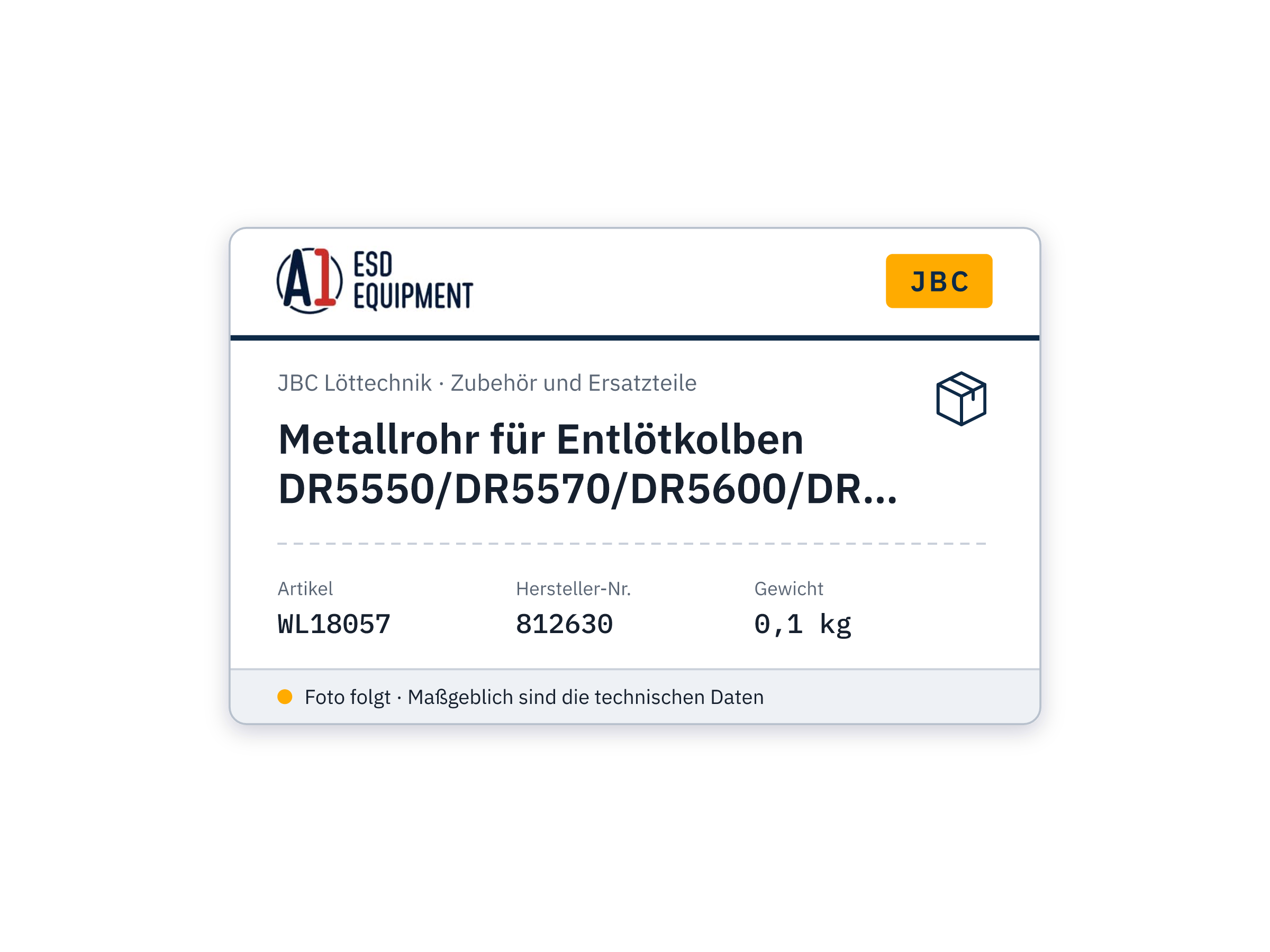 Metallrohr für Entlötkolben DR5550/DR5570/DR5600/DR5650/DR560-A - JBC 812630