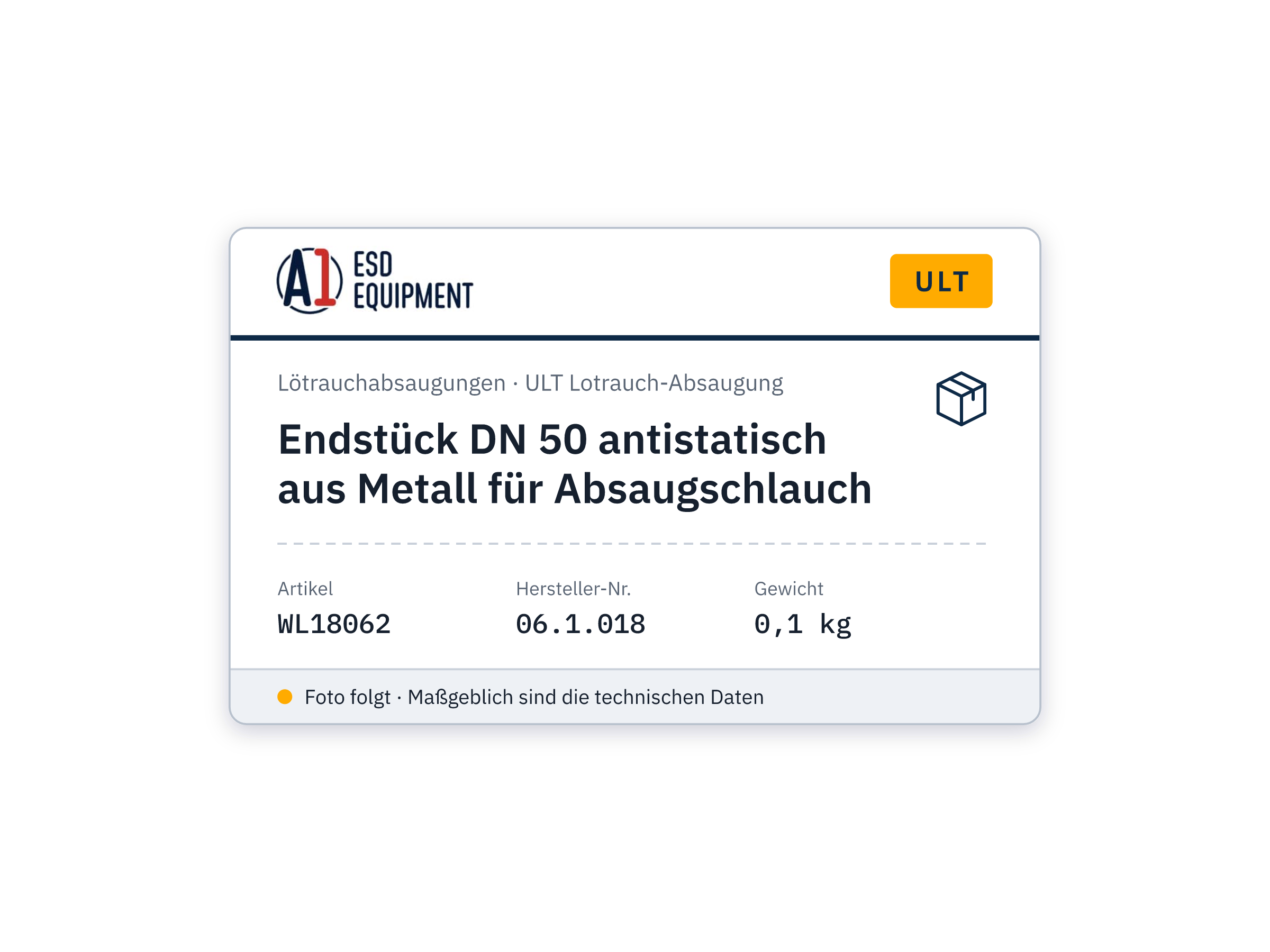 Endstück DN 50 antistatisch aus Metall für Absaugschlauch - ULT 06.1.018