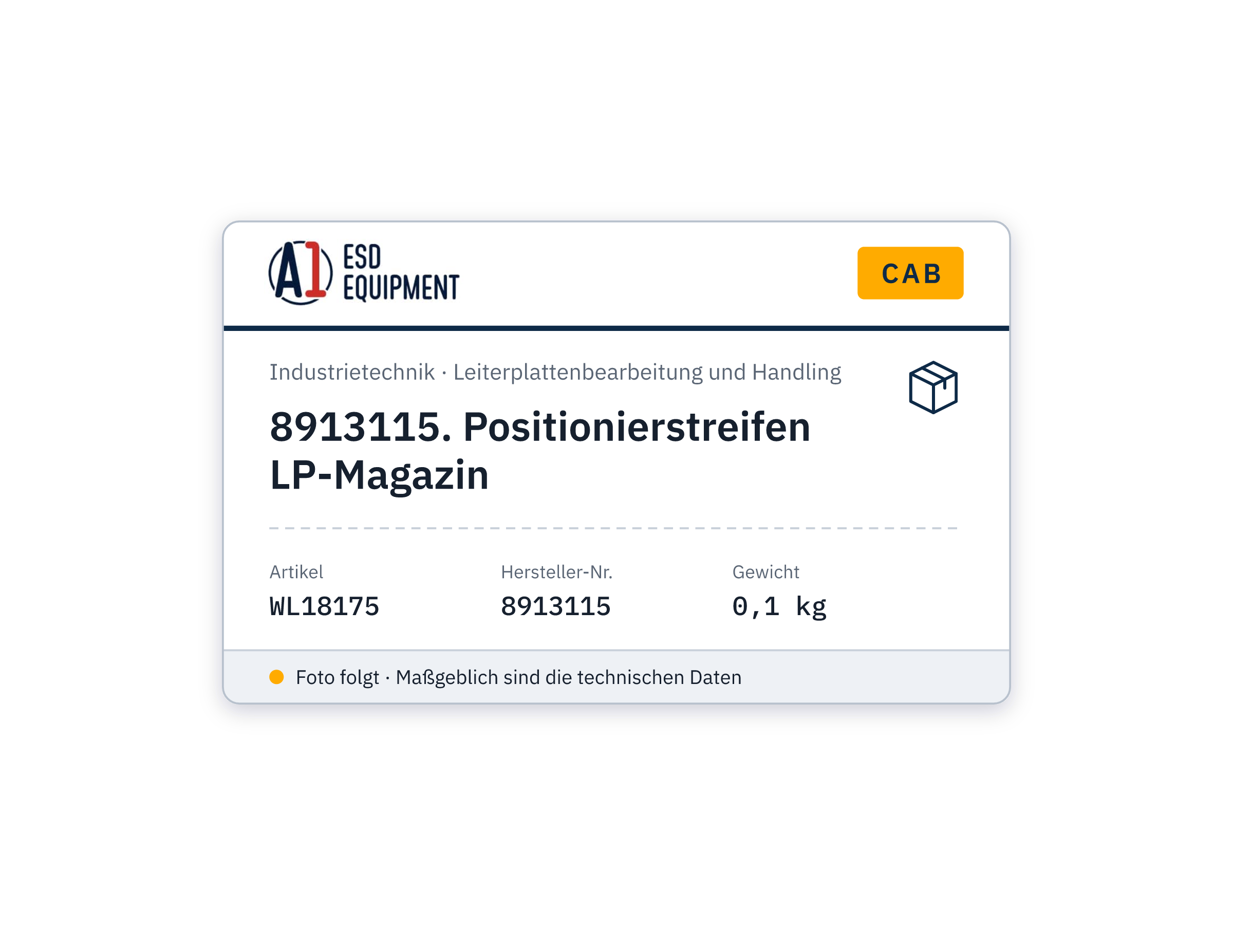 Cab 8913115. Positionierstreifen LP-Magazin