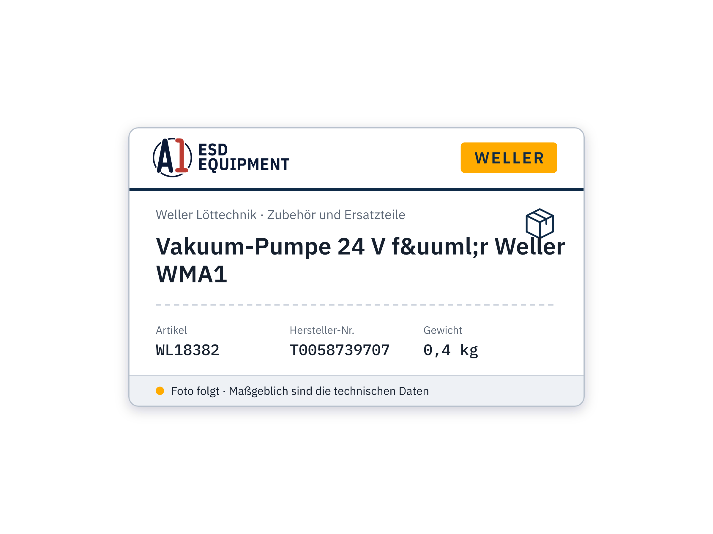 Pompe à vide 24 V pour Weller WMA1 - Weller T0058739707