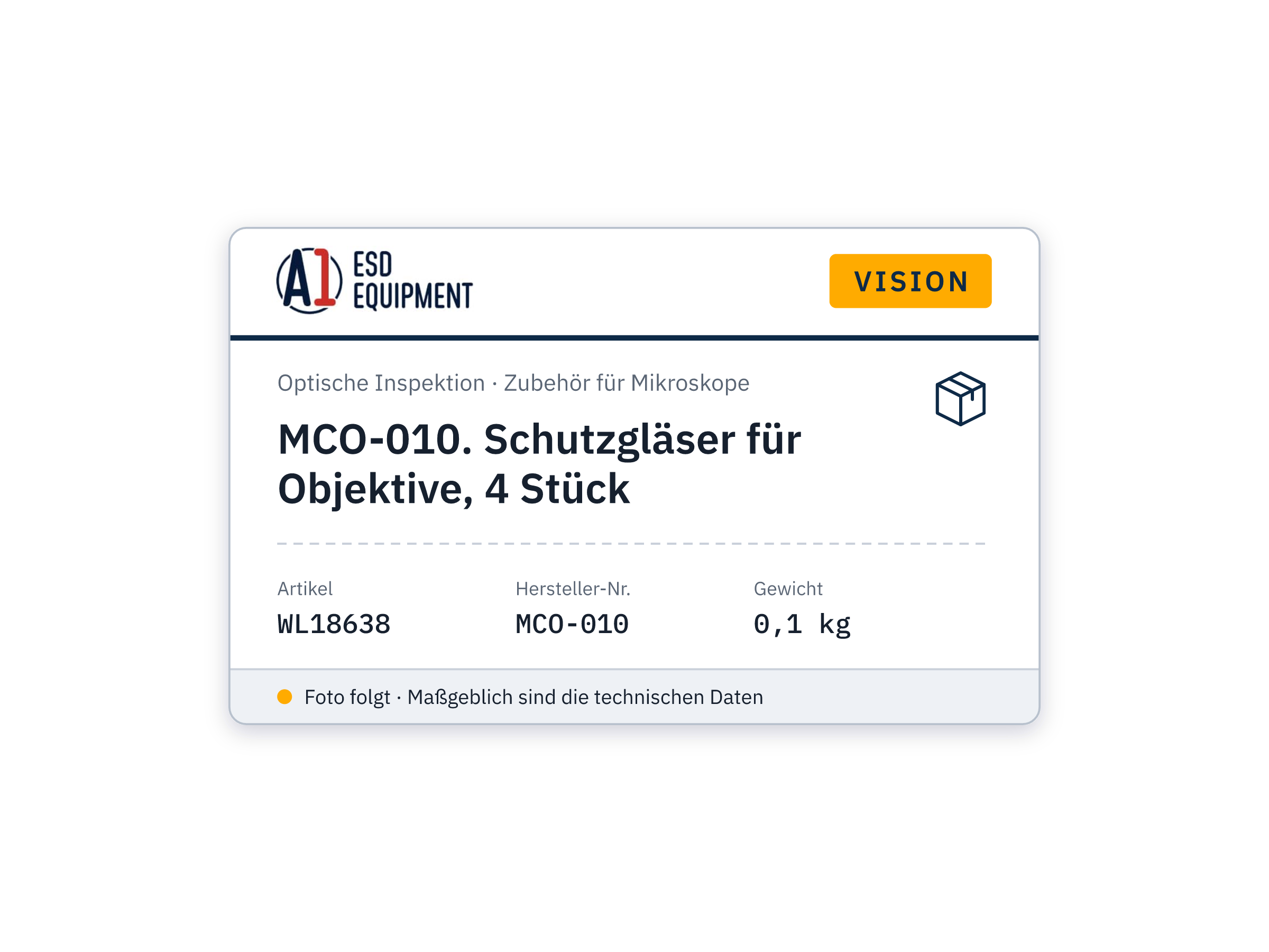 Vision MCO-010. Schutzgläser für Objektive, 4 Stück