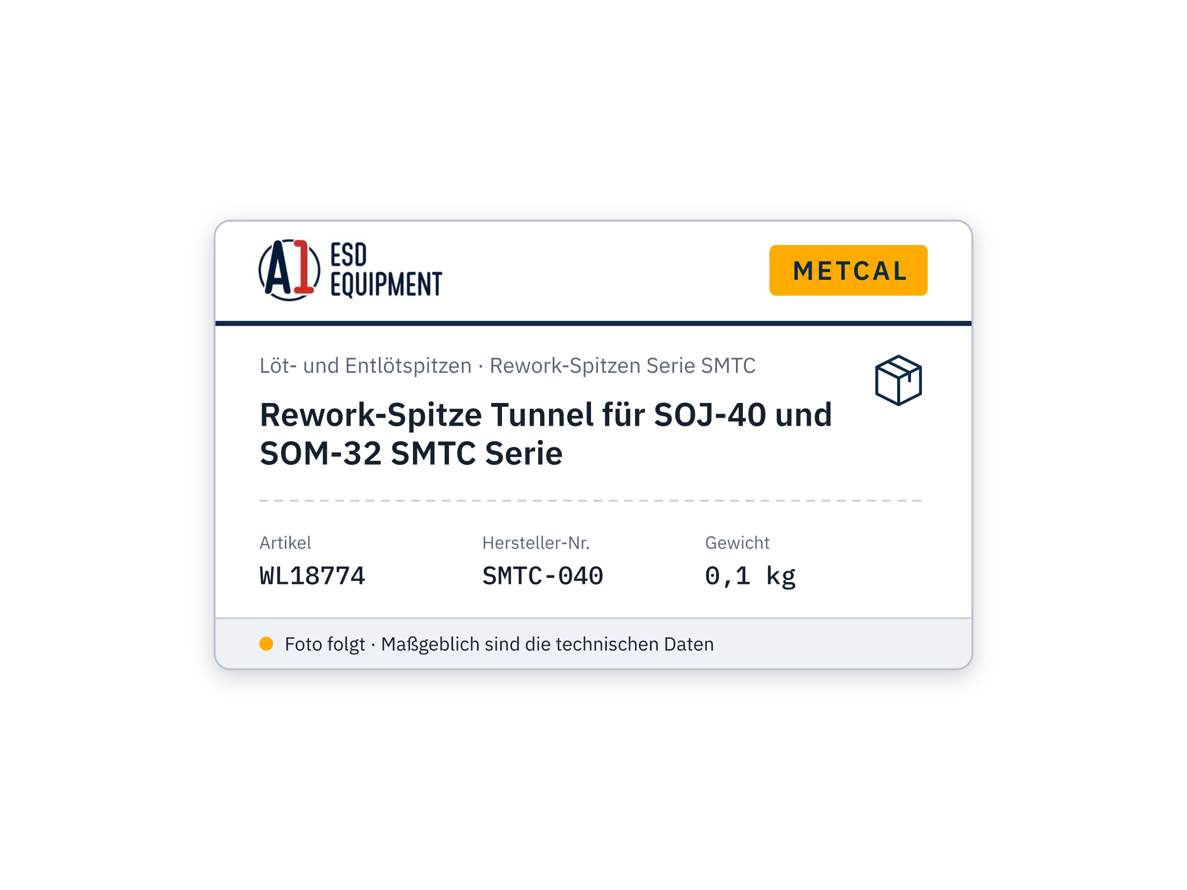 Panne de reprise tunnel pour SOJ-40 et SOM-32 série SMTC - Metcal SMTC-040