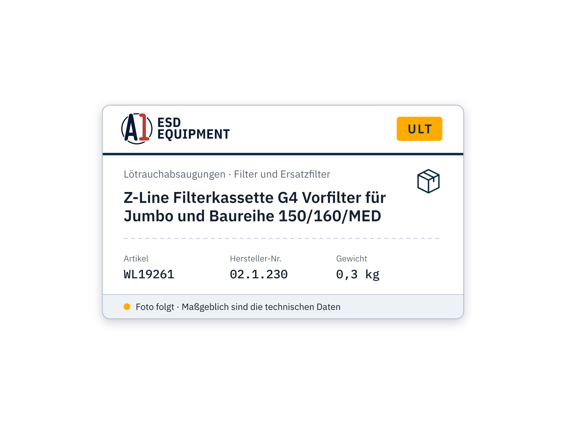 Cassette de filtre Z-Line G4 préfiltre pour Jumbo et série 150/160/MED - ULT 02.1.230
