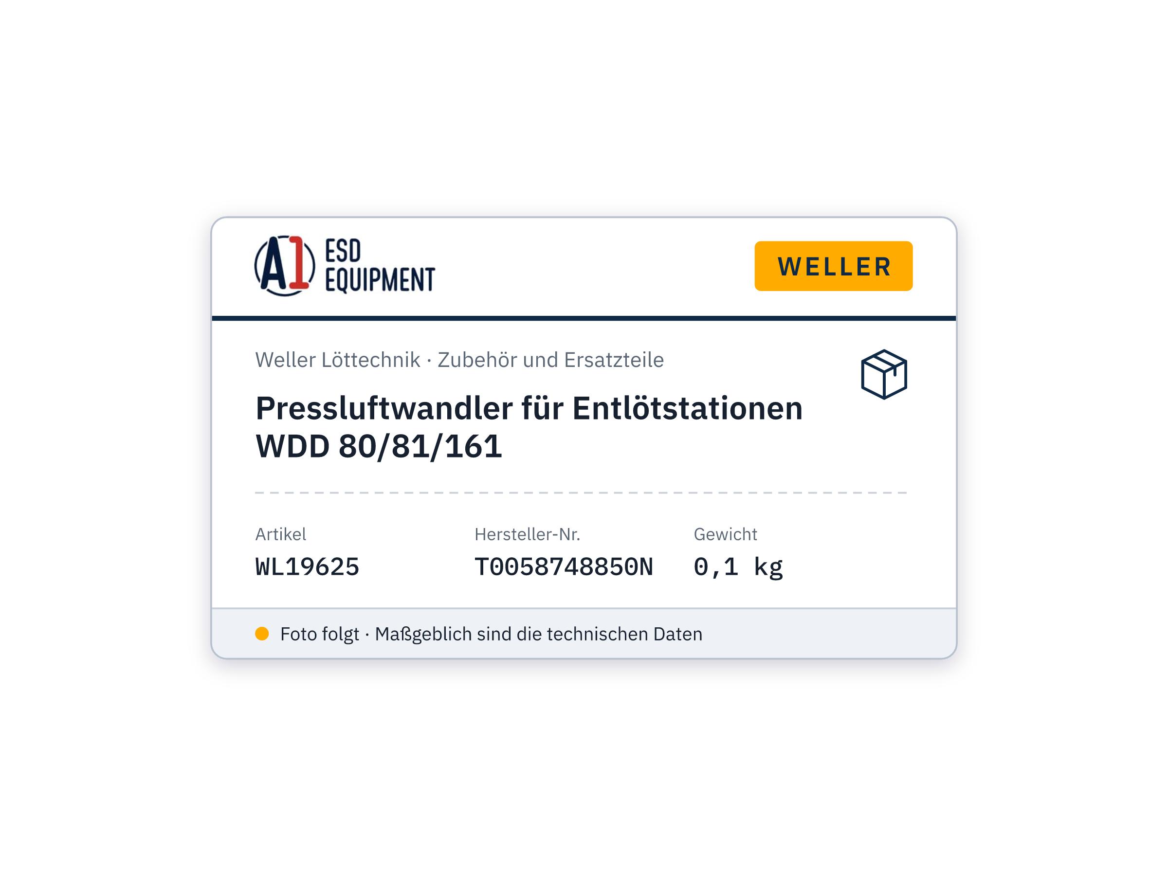 Pressluftwandler für Entlötstationen WDD 80/81/161 - Weller T0058748850N