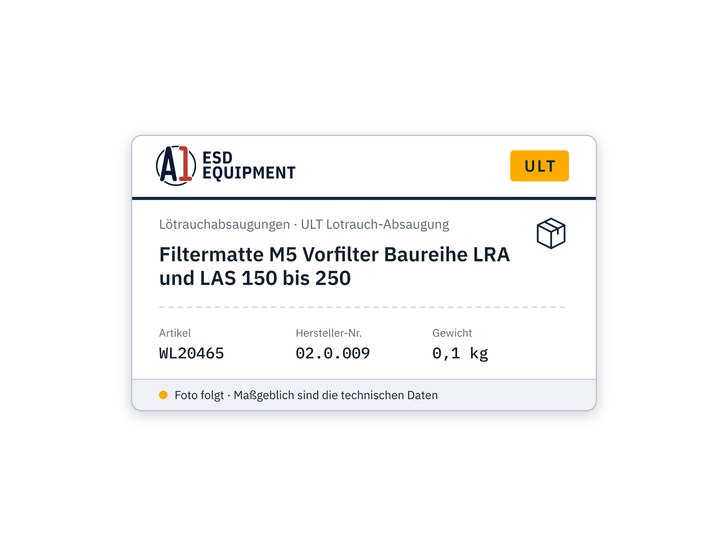 Matelas filtrant M5 préfiltre séries LRA et LAS 150 à 250 - ULT 02.0.009