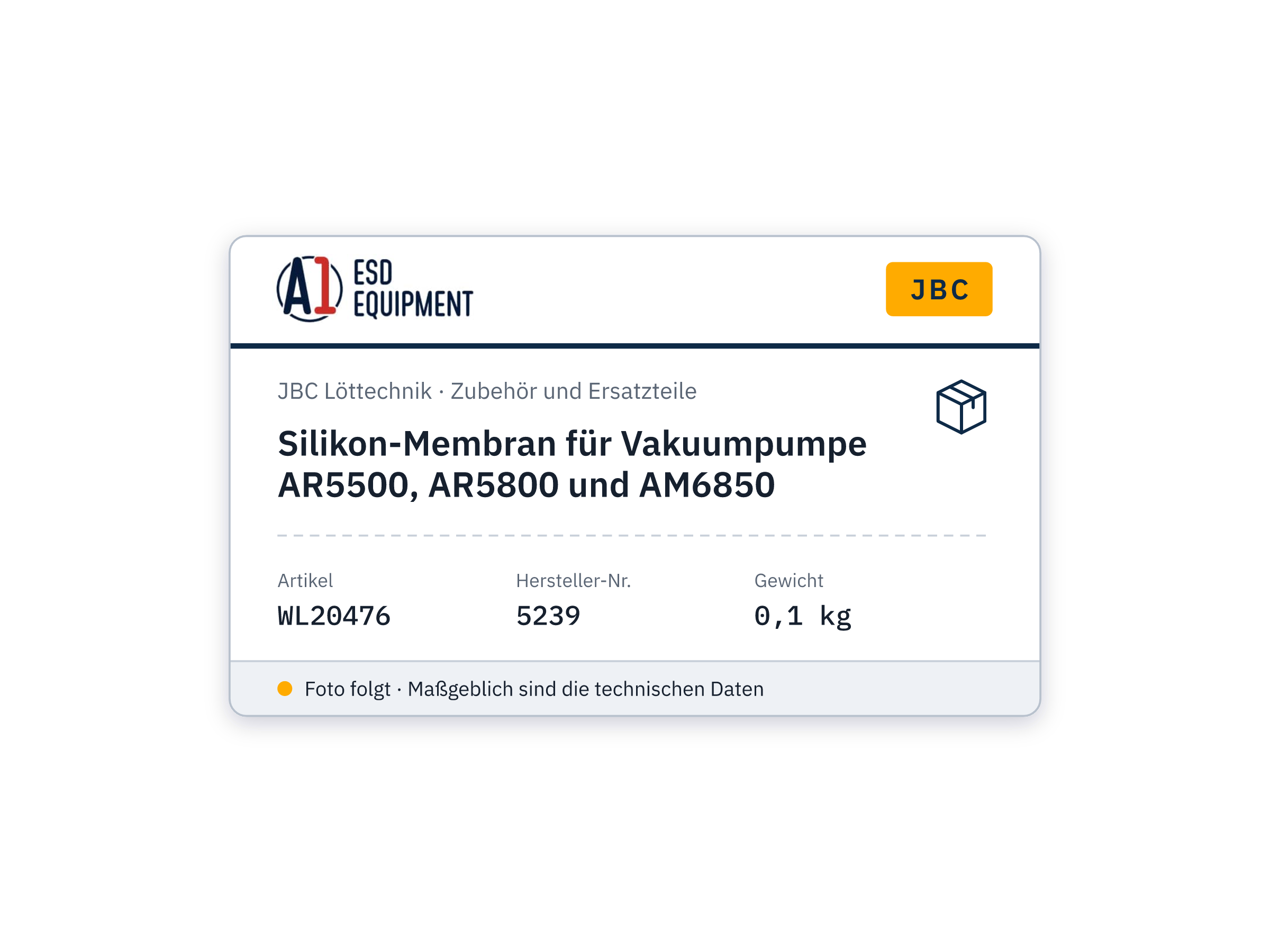 Silikon-Membran für Vakuumpumpe AR5500, AR5800 und AM6850 - JBC 5239