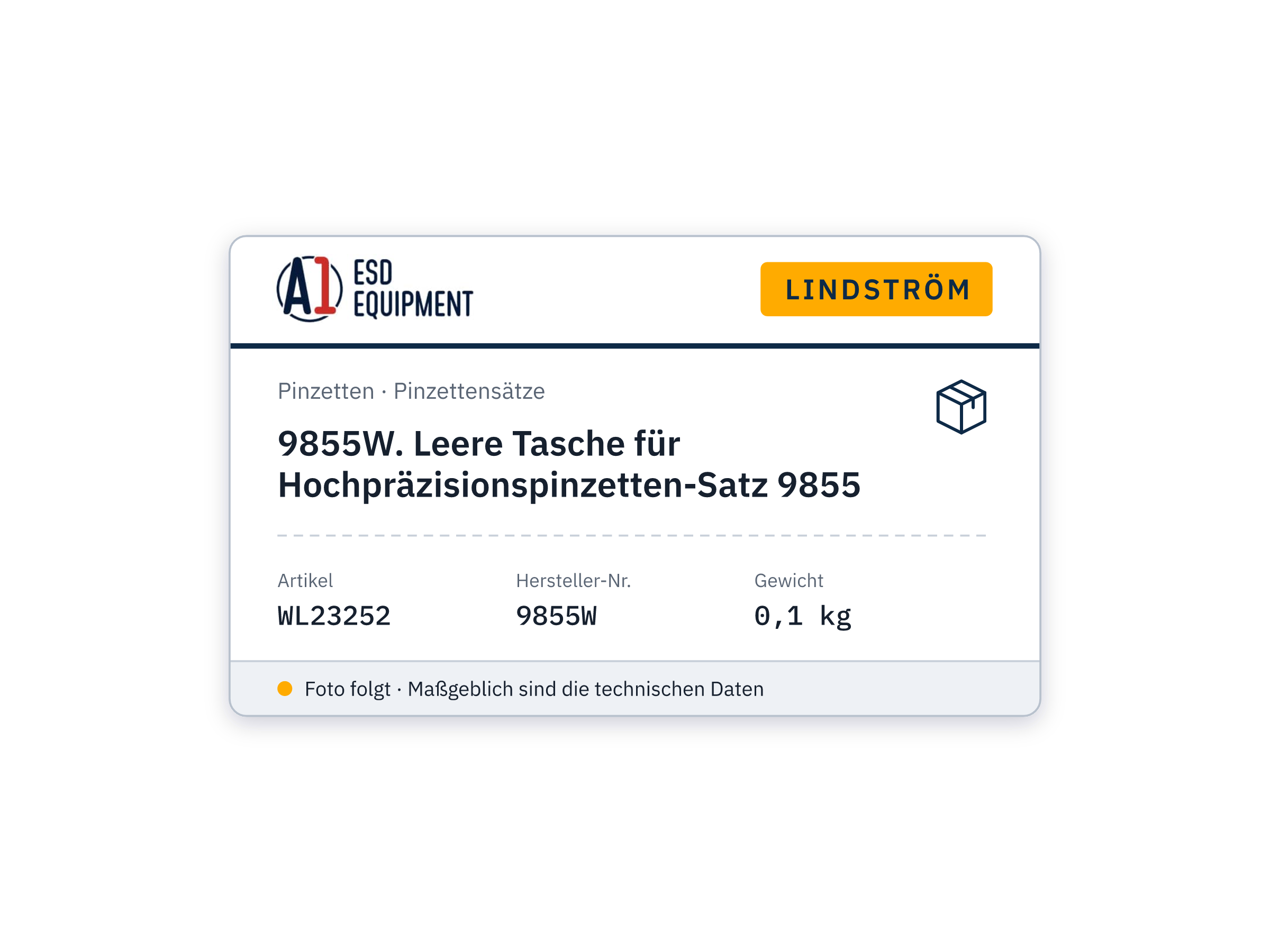 Lindström 9855W. Leere Tasche für Hochpräzisionspinzetten-Satz 9855