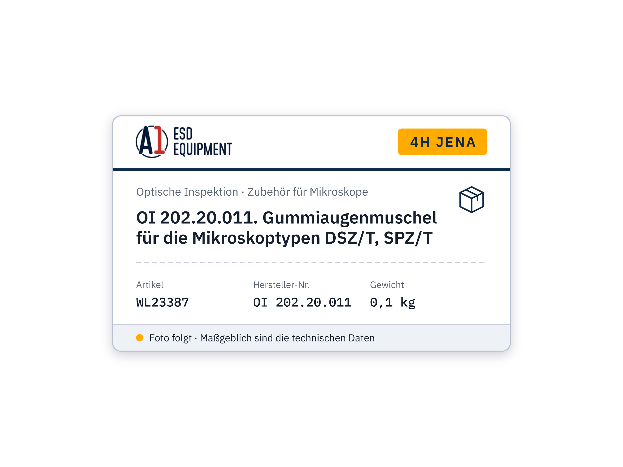 4H Jena OI 202.20.011. Gummiaugenmuschel für die Mikroskoptypen DSZ/T, SPZ/T