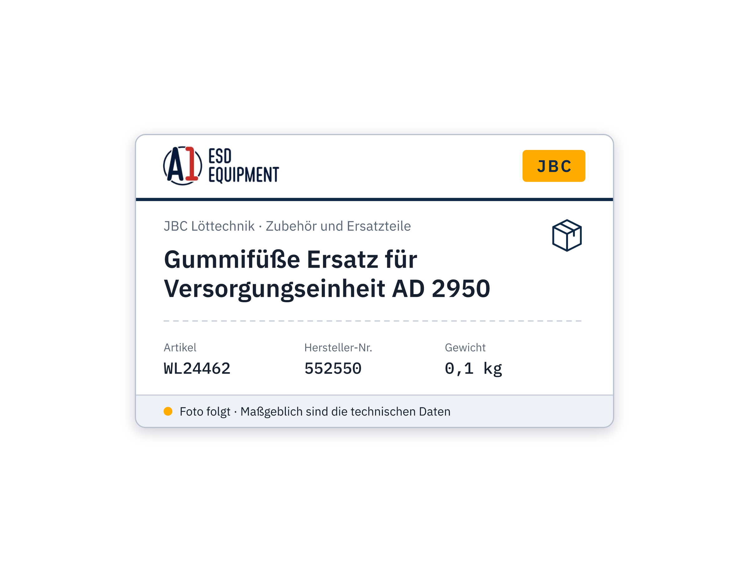 Gummifüße Ersatz für Versorgungseinheit AD 2950 - JBC 552550