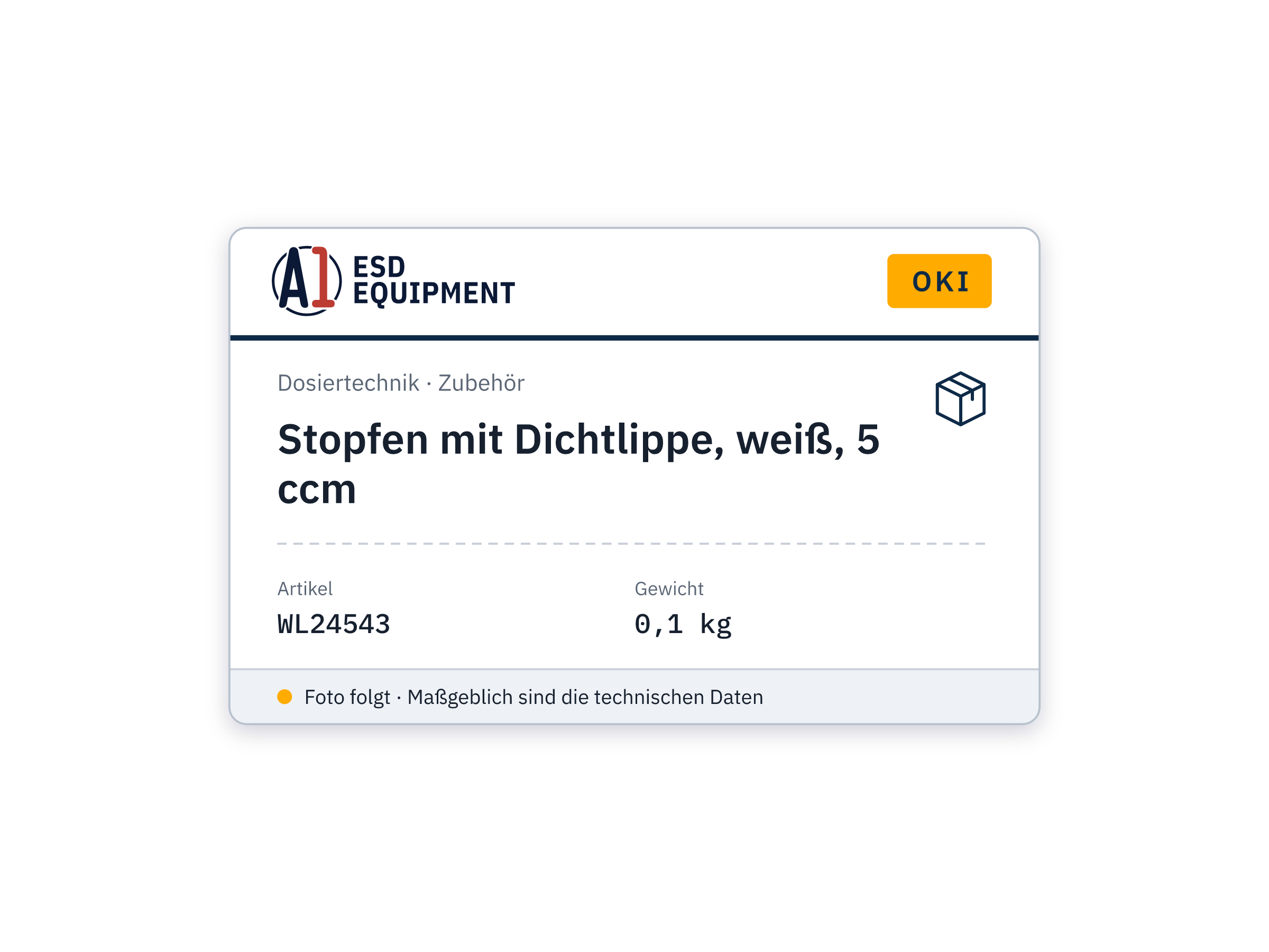Stopfen mit Dichtlippe, weiß, 5 ccm - Oki