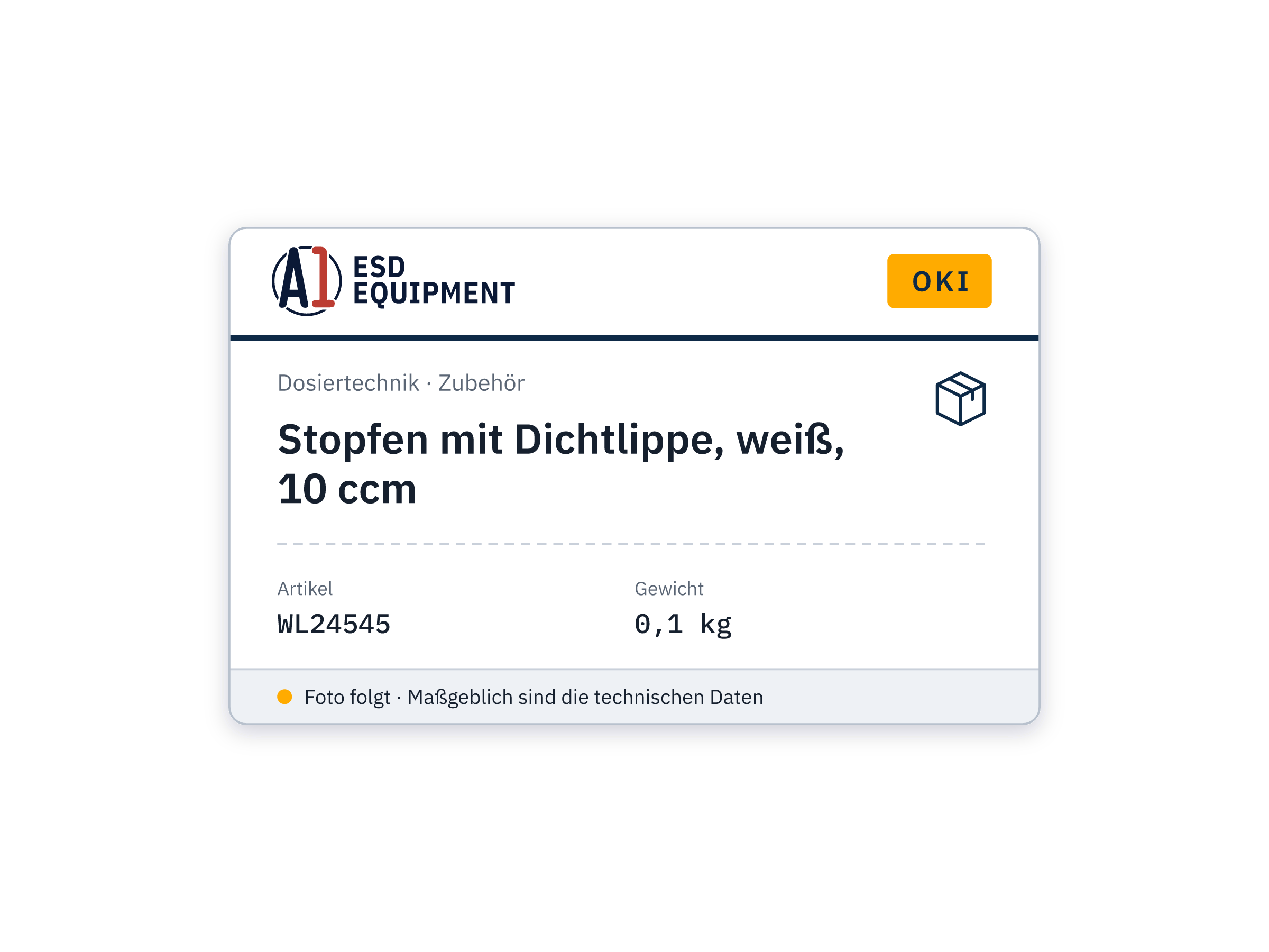Stopfen mit Dichtlippe, weiß, 10 ccm - Oki