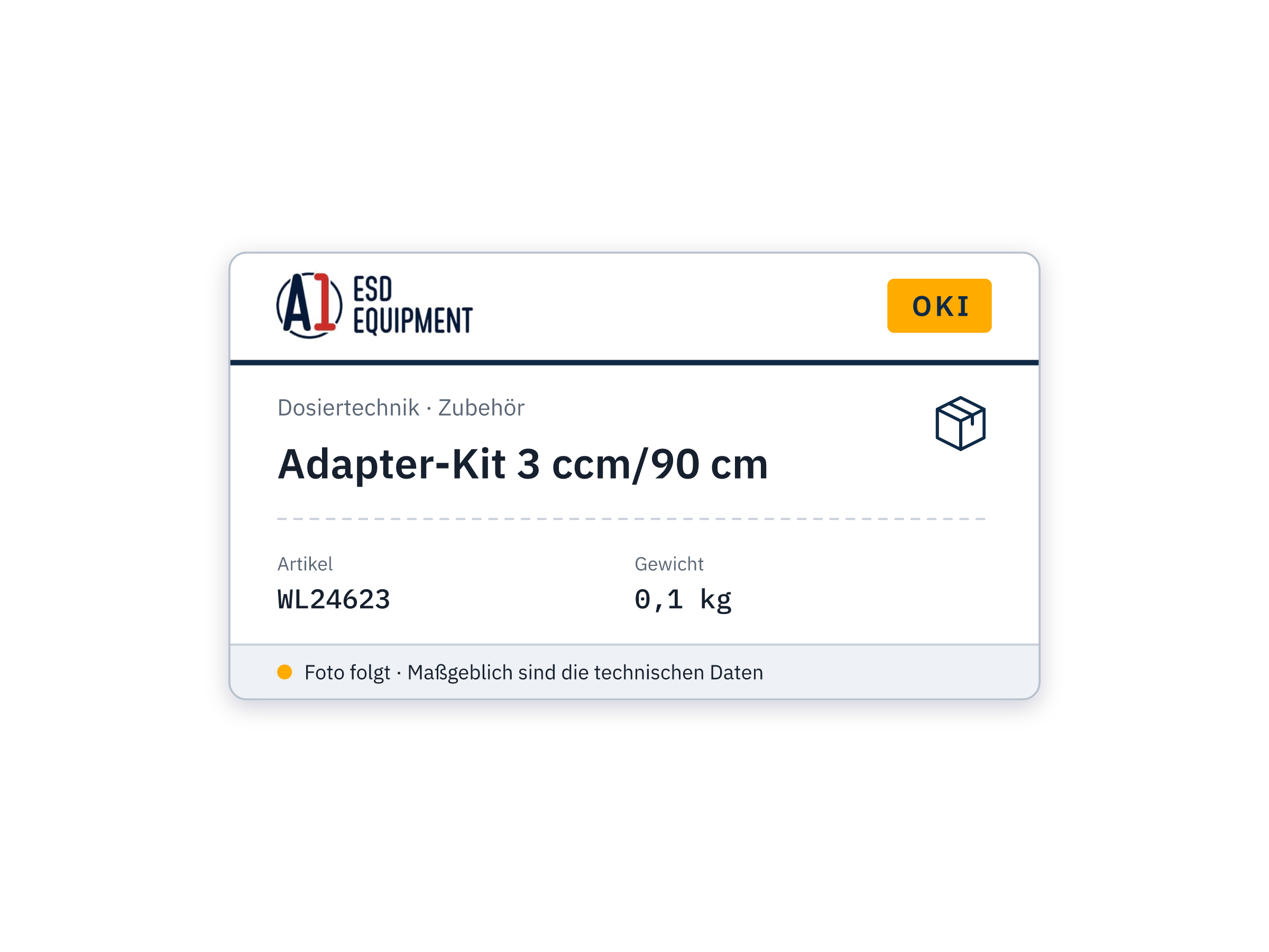 Cartridge adapter kit with 0.9 m hose, various sizes - Oki