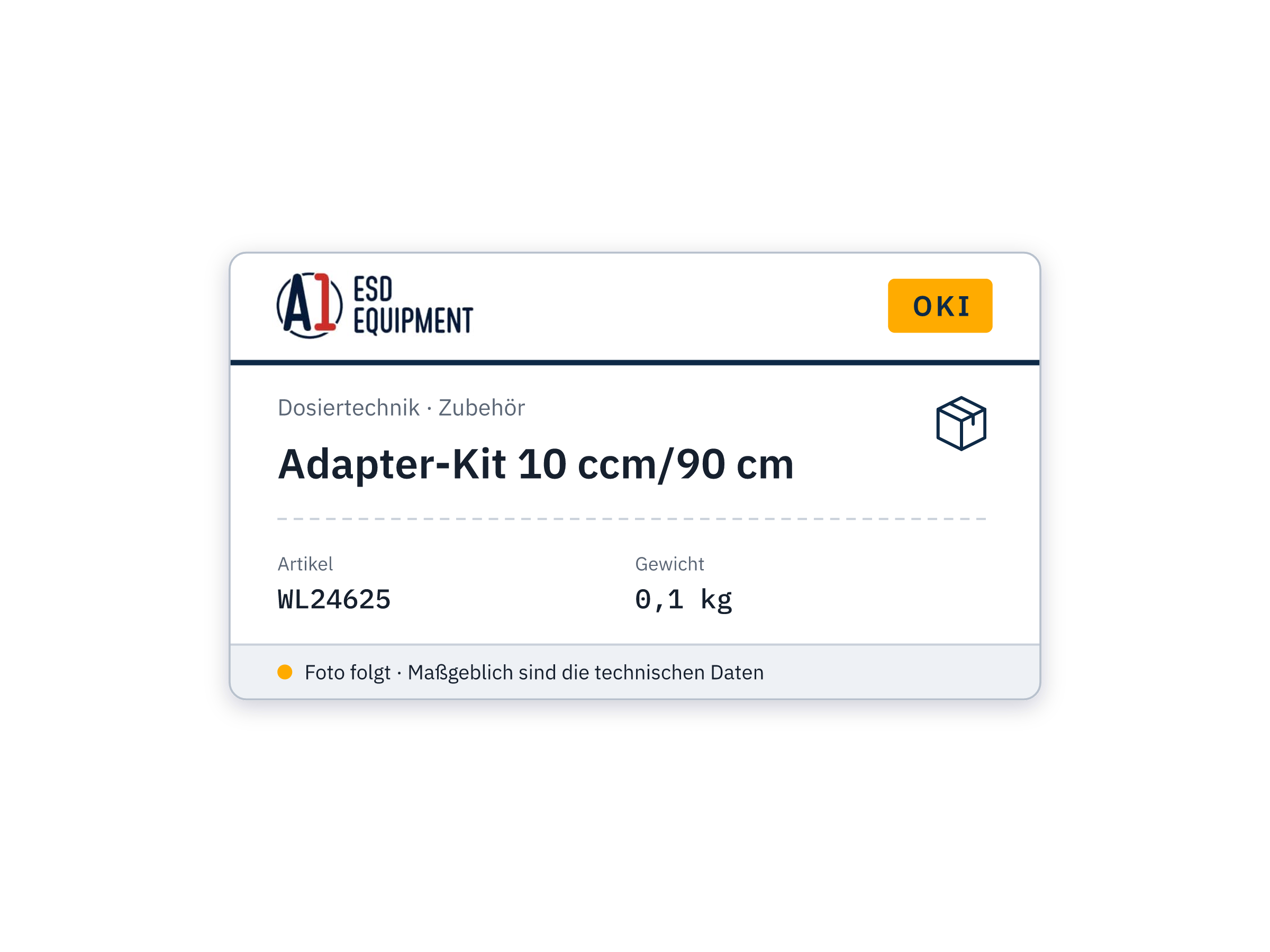Cartridge adapter kit with 0.9 m hose, various sizes - Oki