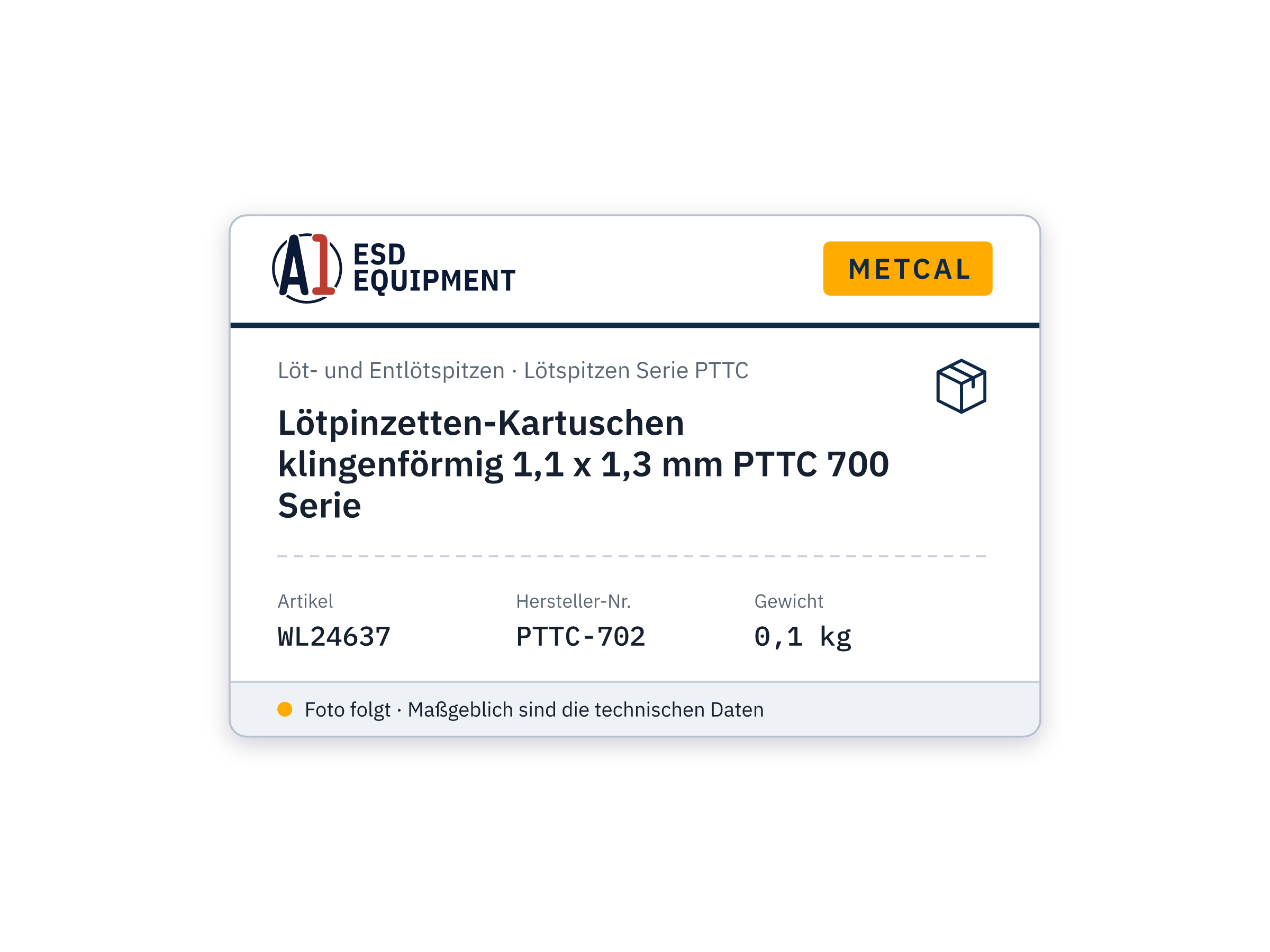 Lötpinzetten-Kartuschen klingenförmig 1,1 x 1,3 mm PTTC 700 Serie - Metcal PTTC-702
