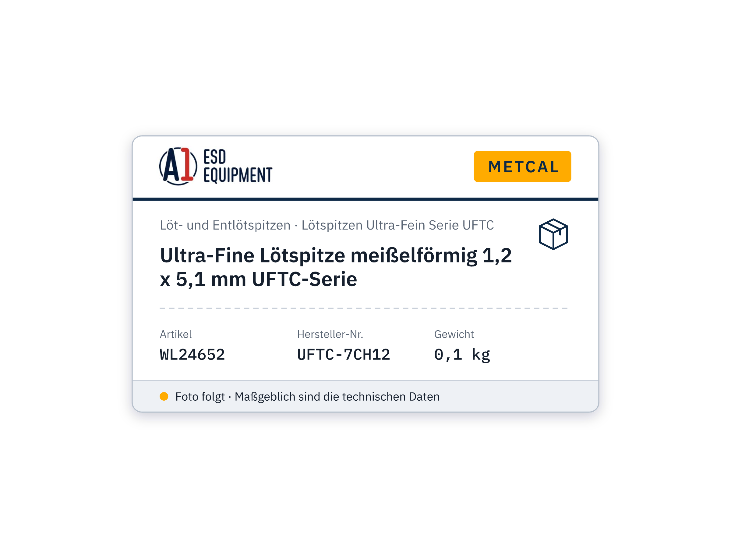 Panne de soudage ultra fine biseautée 1,2 x 5,1 mm série UFTC - Metcal UFTC-7CH12