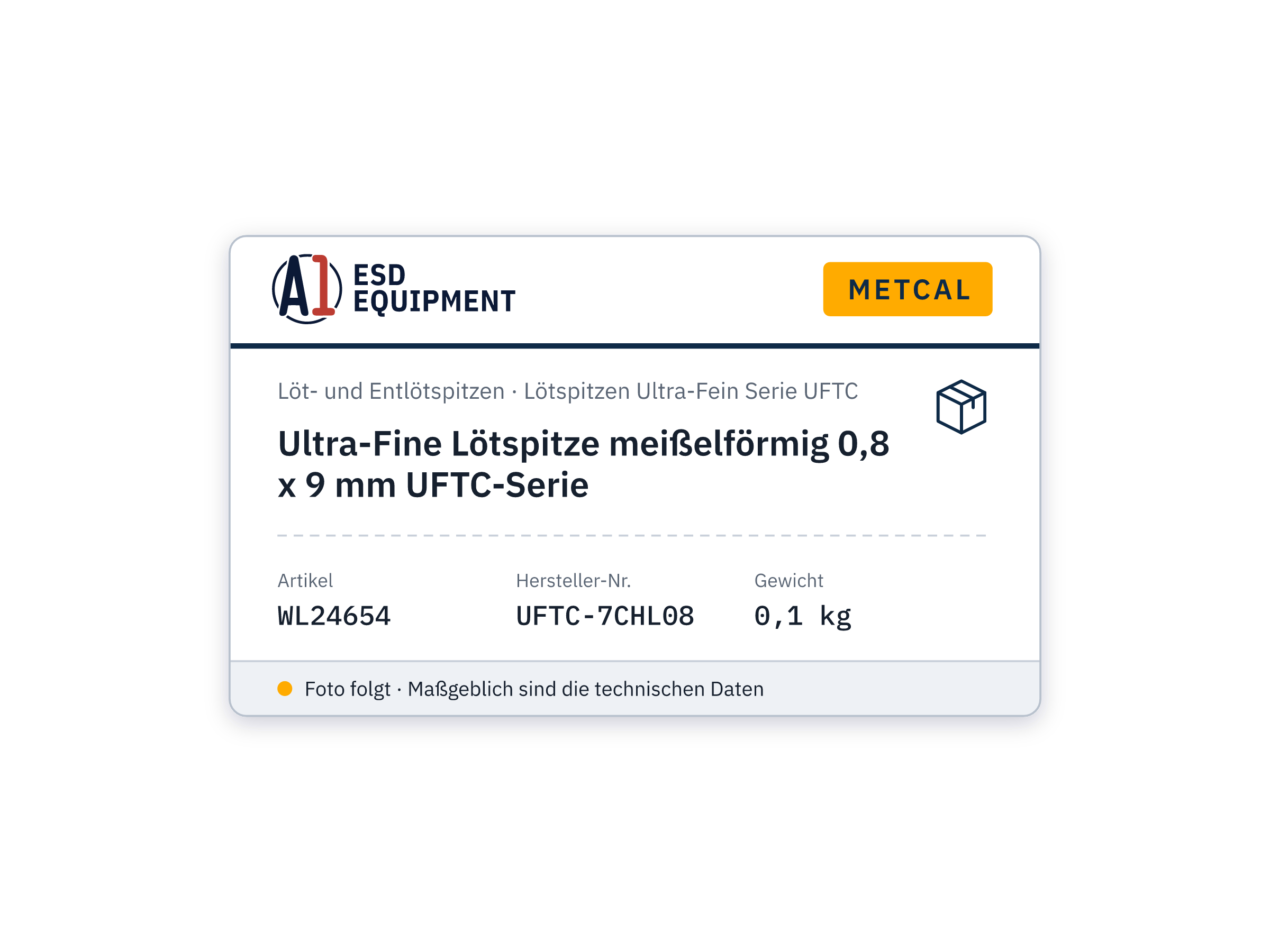 Ultra-Fine Lötspitze meißelförmig 0,8 x 9 mm UFTC-Serie - Metcal UFTC-7CHL08