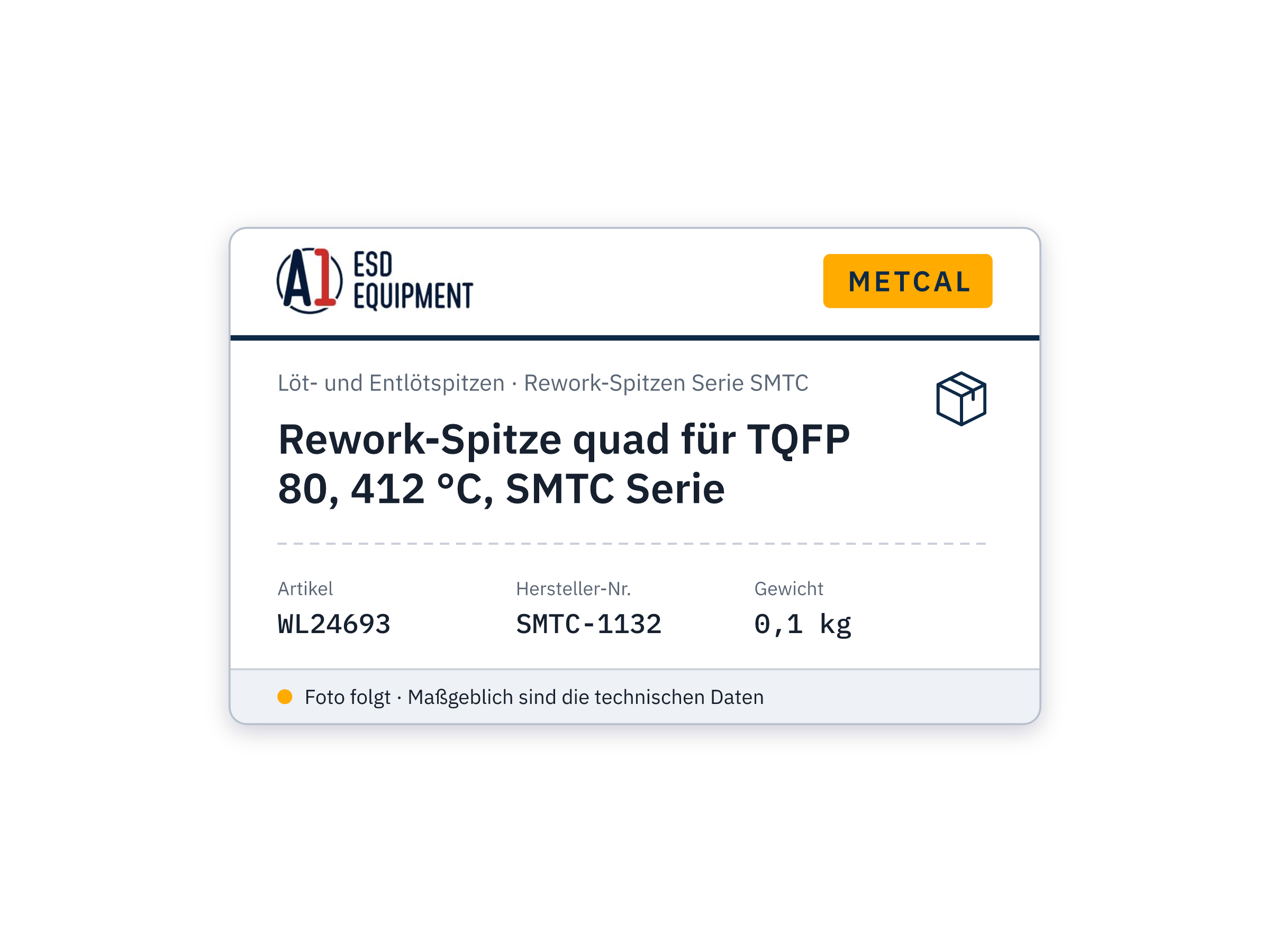 Rework-Spitze quad für TQFP 80, 412 °C, SMTC Serie - Metcal SMTC-1132